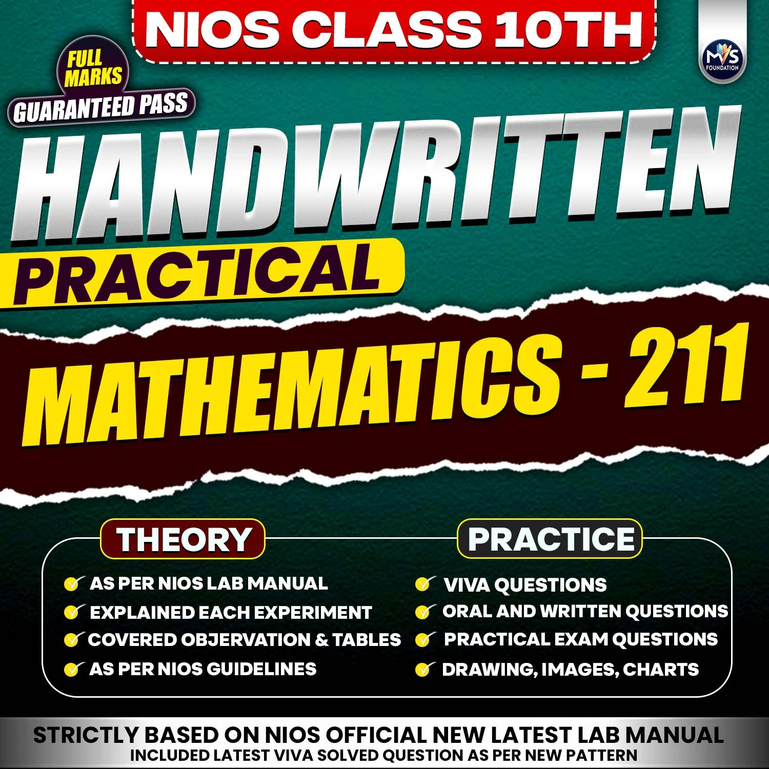 Nios Class 10th Mathematics (211) Handwritten Practical Service by Manish Verma
