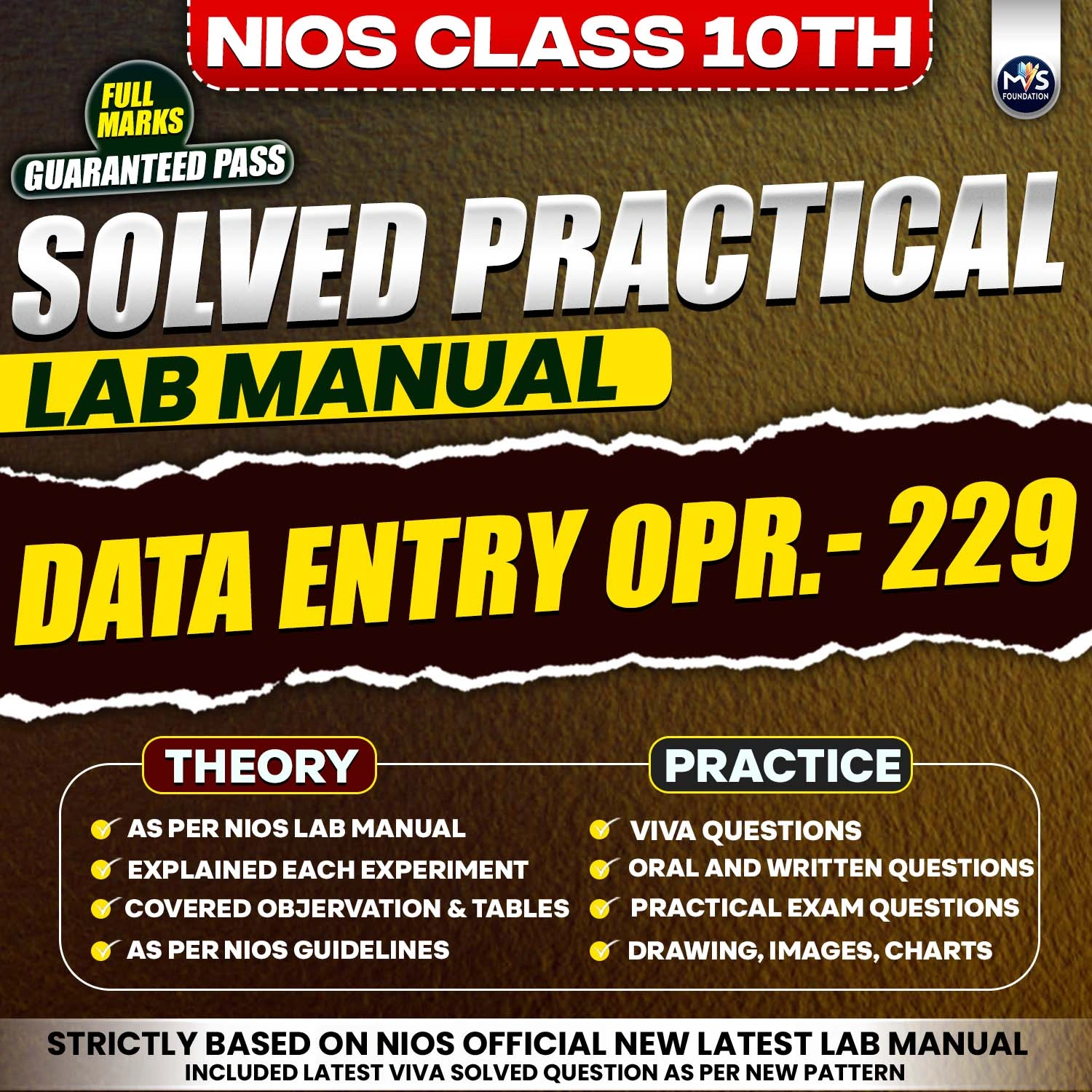 NIOS Class 10 Data Entry Operations 229 Practical Solutions – English Medium (PDF Format) By Manish Verma