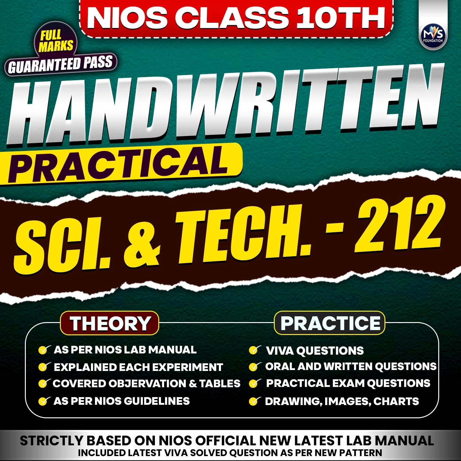 Nios Class 10th Science and Technology (212) Handwritten Practical Service by Manish Verma