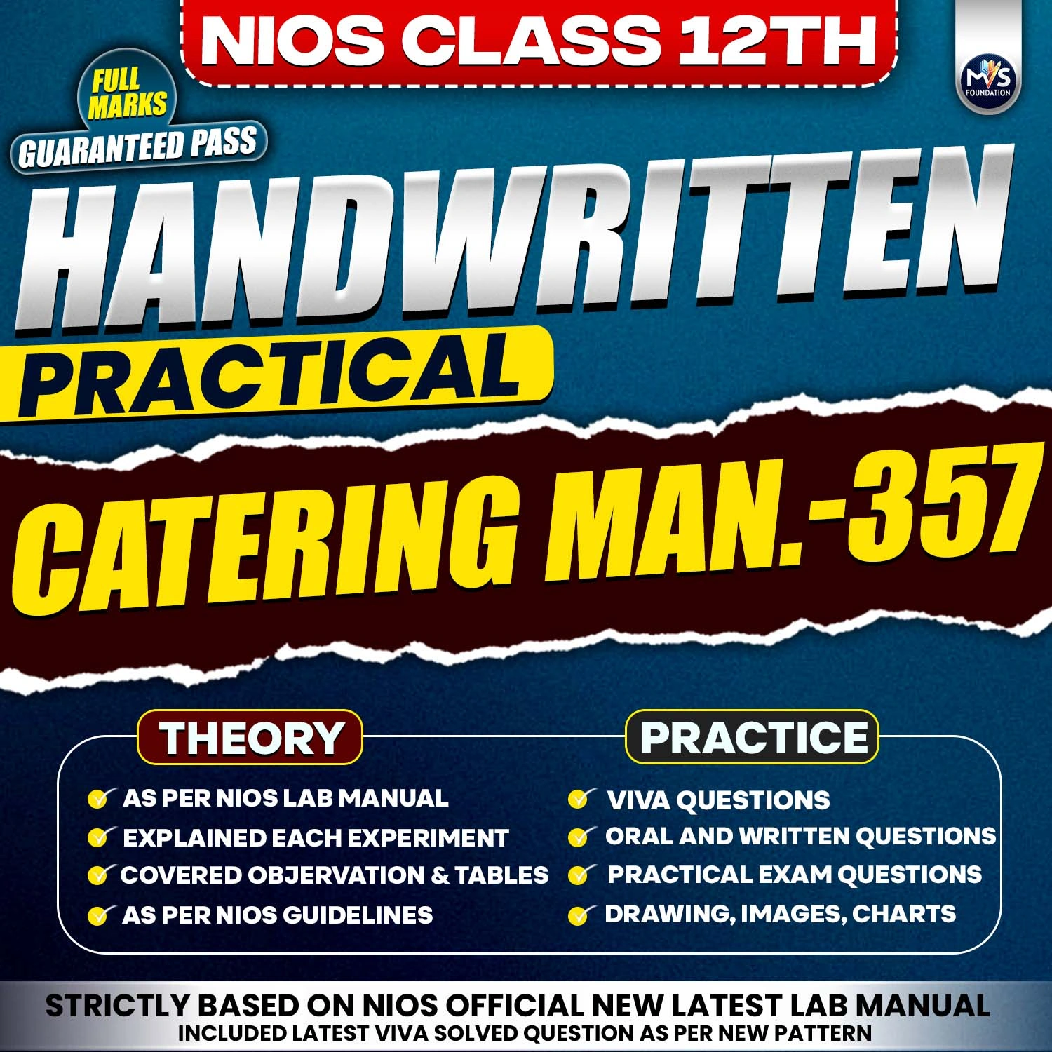 Nios Class 12th Catering Management (357) Handwritten Practical Service by Manish verma