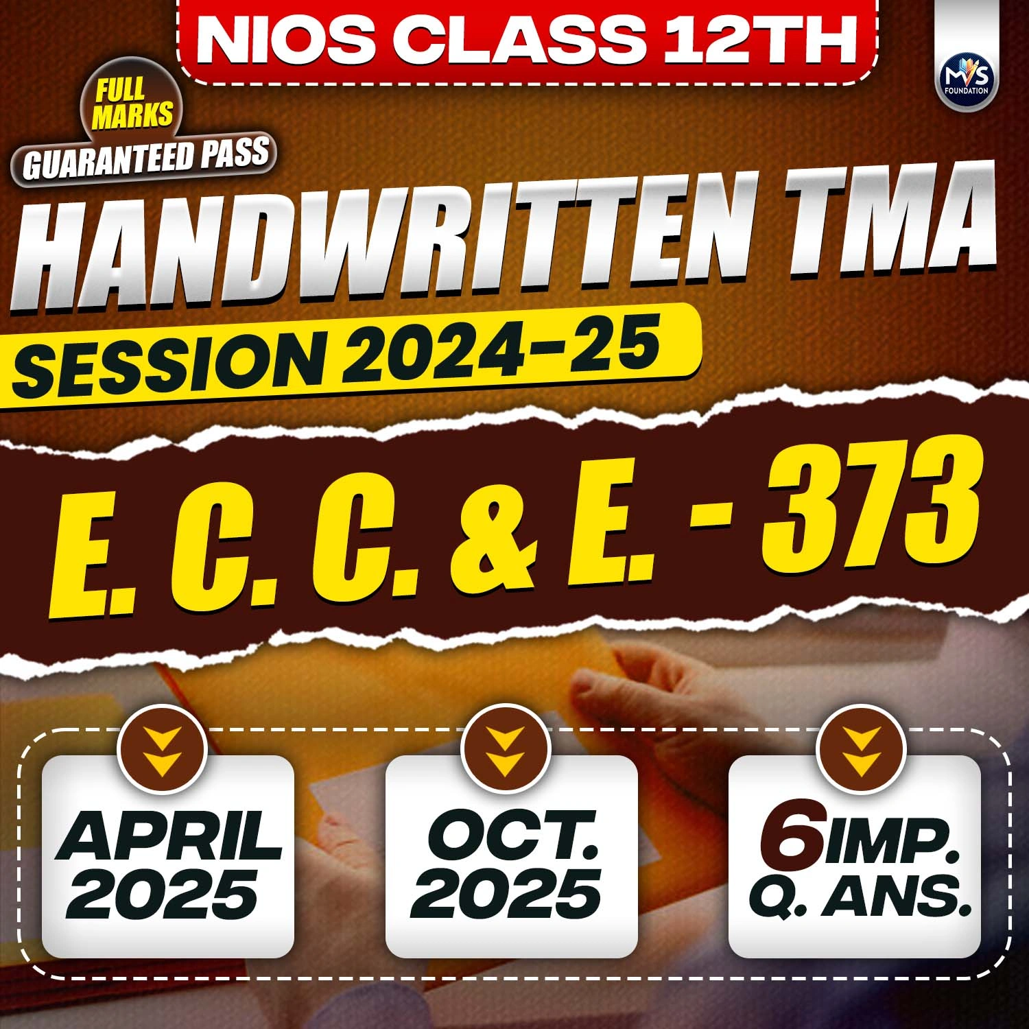 Nios Class 12th EARLY CHILDHOOD CARE AND EDUCATION (376) Handwritten Solved TMA Hindi Medium Session 2024-25