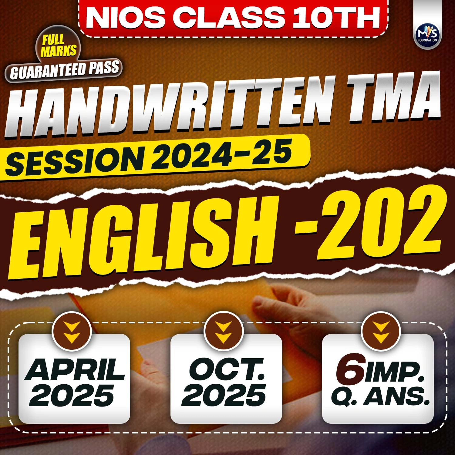 Nios Class 10th ENGLISH (202) Handwritten Solved TMA Session 2024-25