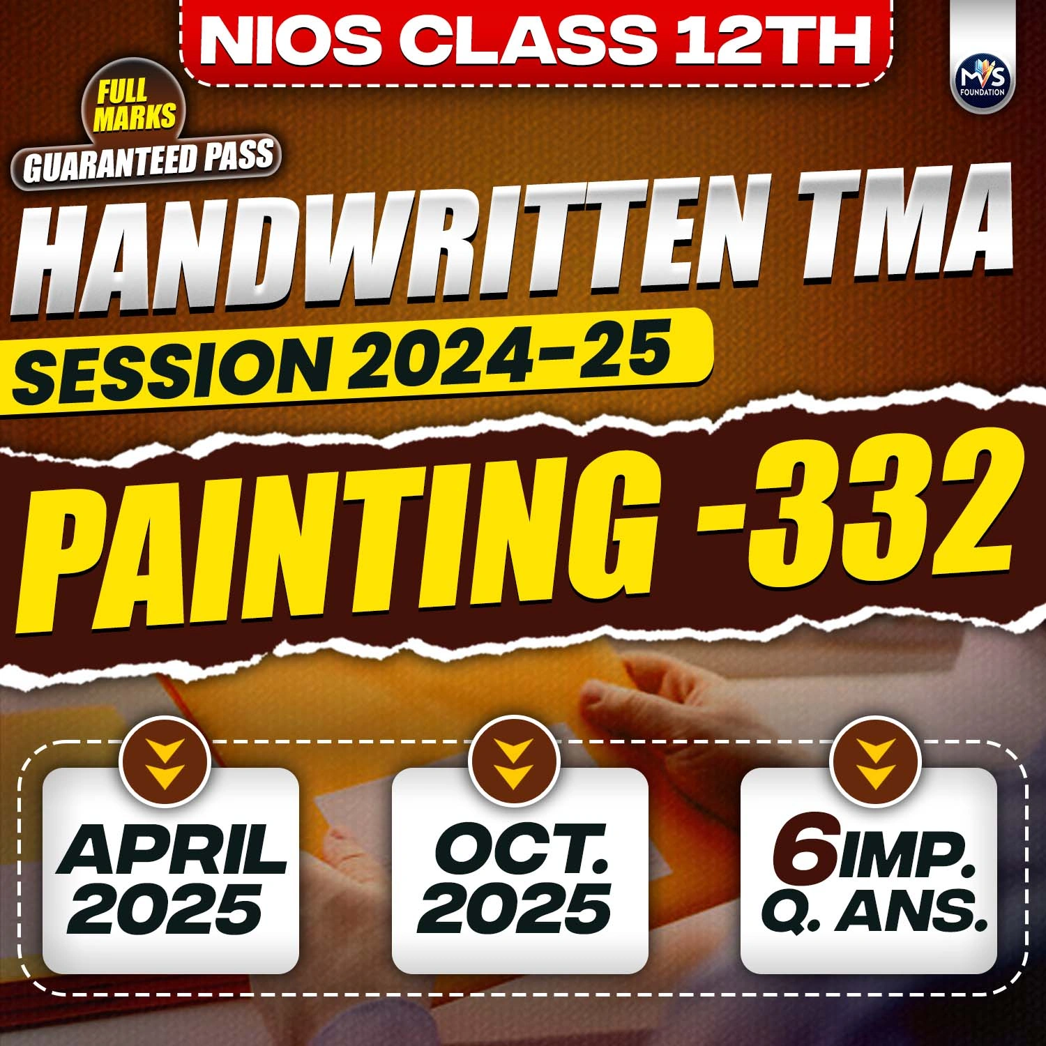 Nios Class 12th PAINTING (332) Handwritten Solved TMA English Medium Session 2024-25