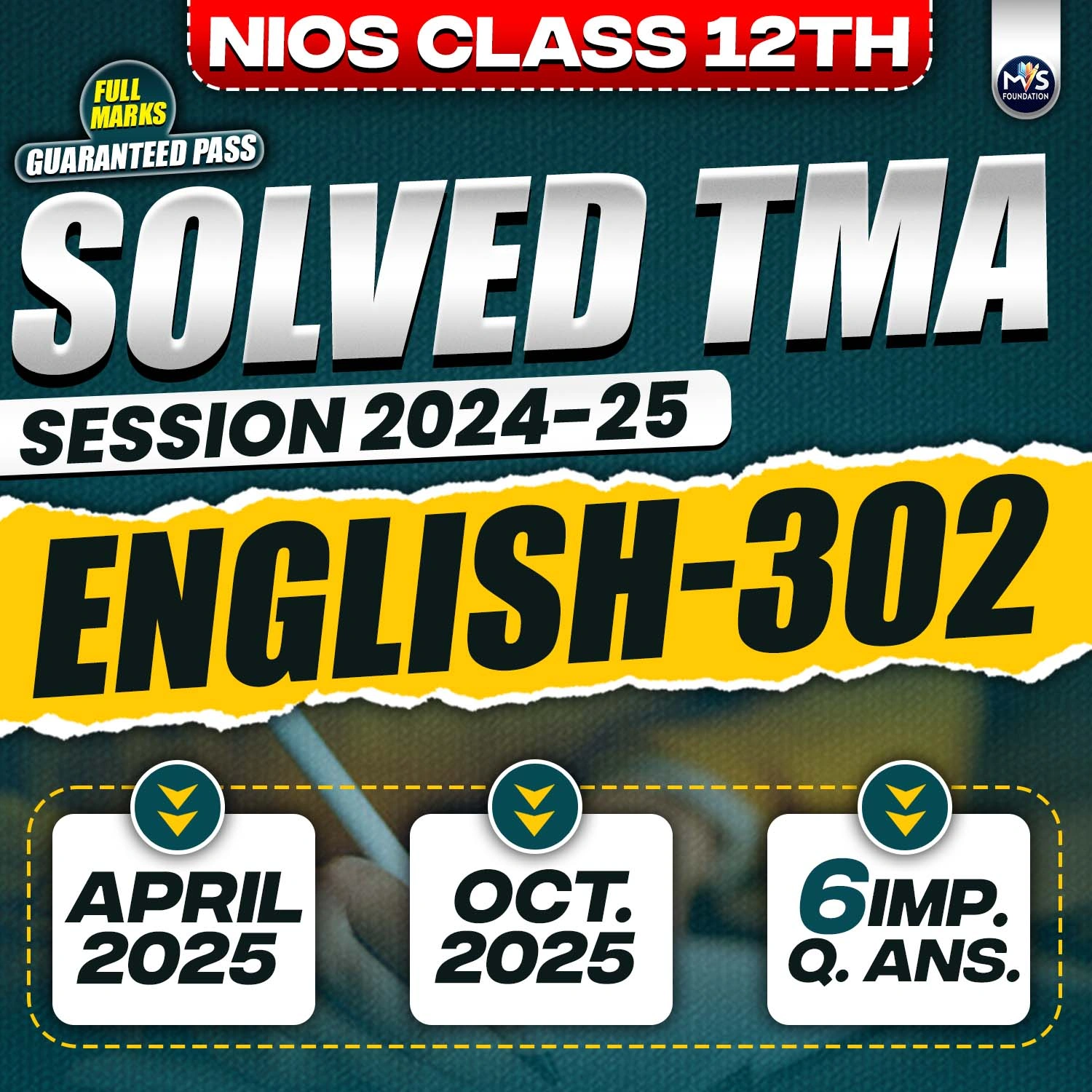 NIOS CLASS 12TH English (302) SOLVED TMA In English Medium PDF SESSION 2024 - 25