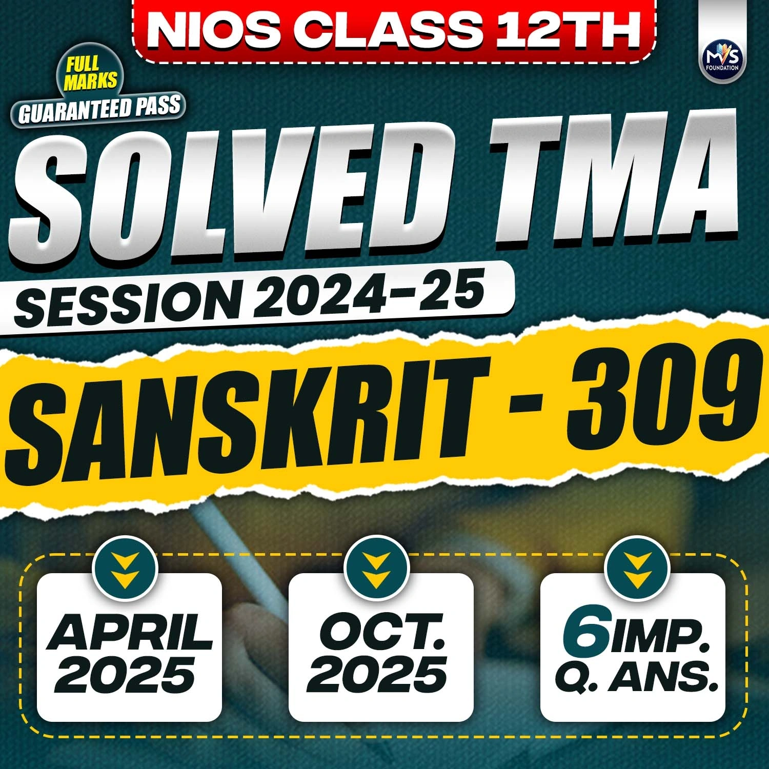Nios Class 12th SANSKRIT (309) Solved TMA PDF Session 2024-25