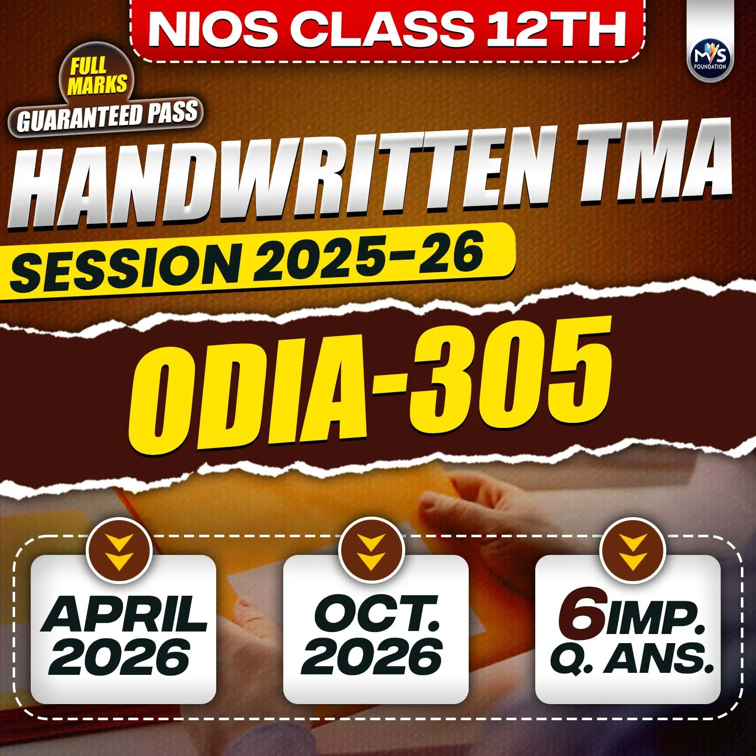 Nios Class 12th ODIA (305) Handwritten Solved TMA Session 2025-26