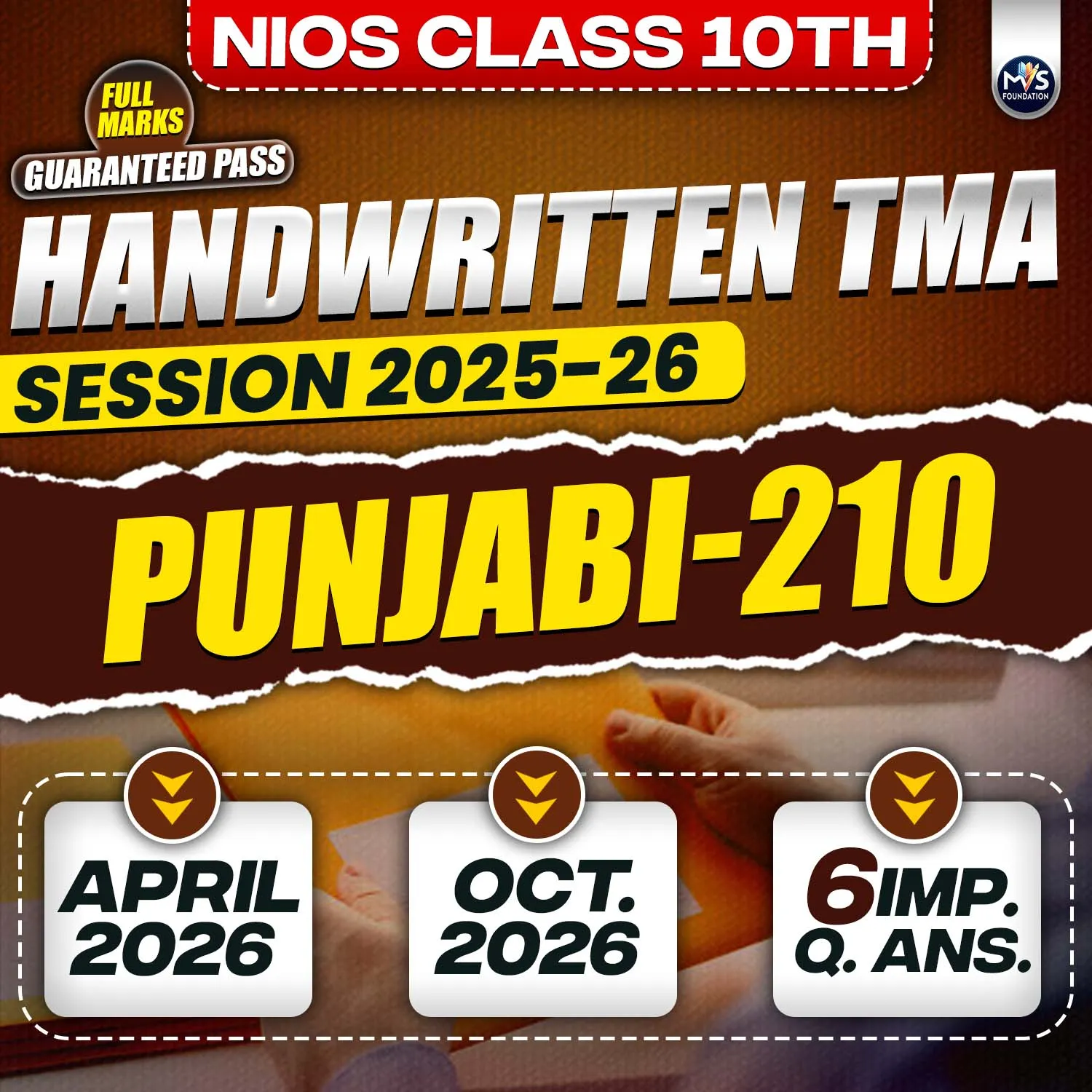 Nios Class 10th PUNJABI (210) Handwritten Solved TMA Session 2025-26