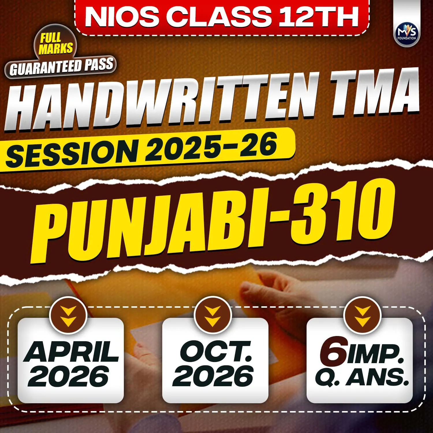 Nios Class 12th PUNJABI (310) Handwritten Solved TMA Session 2025-26