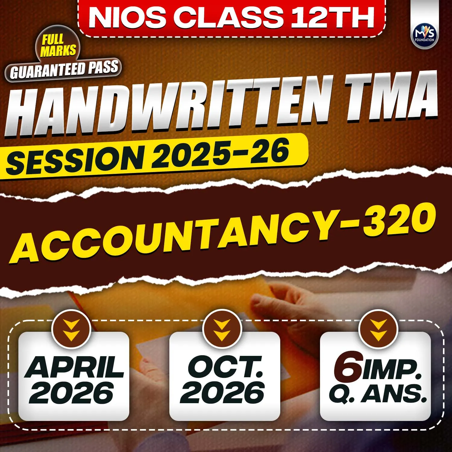 Nios Class 12th ACCOUNTANCY (320) Handwritten Solved TMA Hindi Medium Session 2025-26