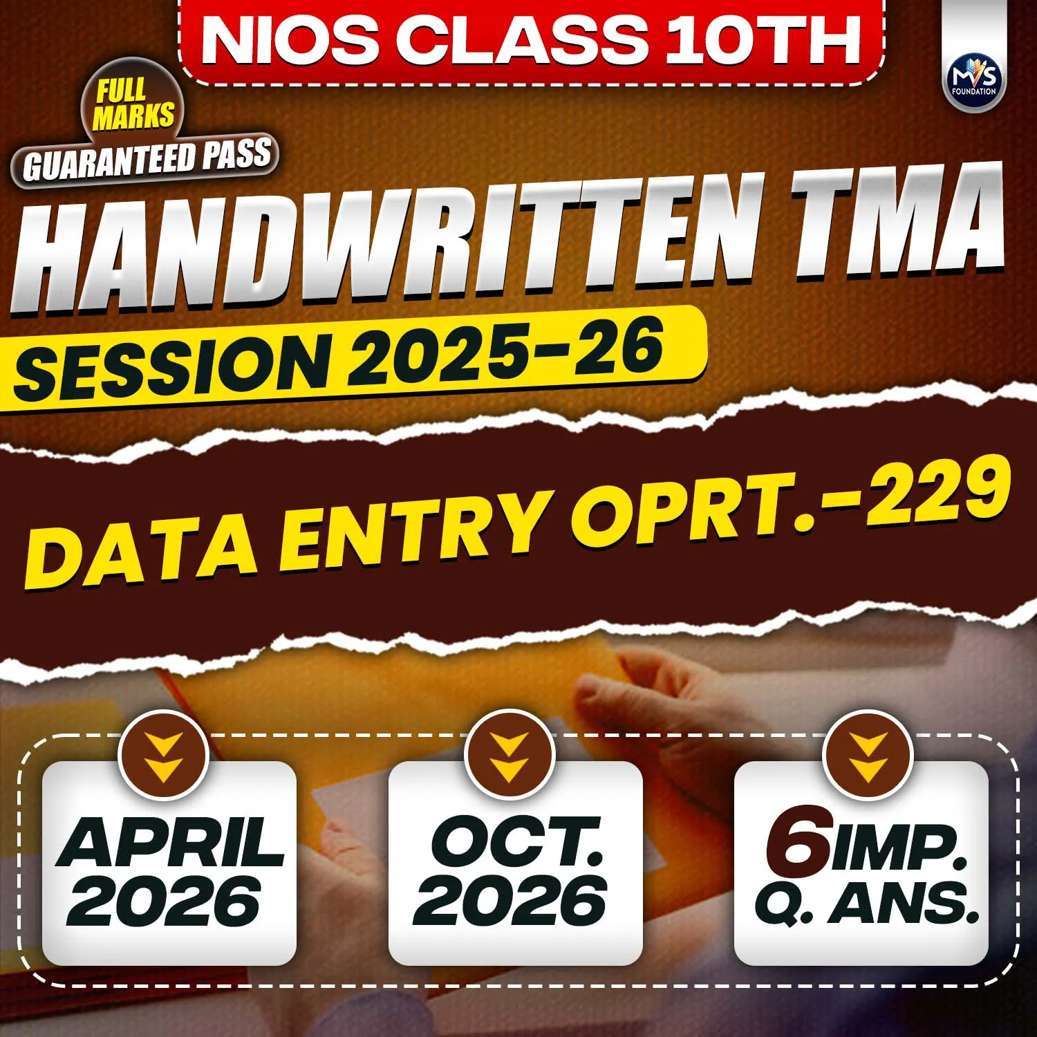 Nios Class 10th DATA ENTRY OPERATIONS (229) Handwritten Solved TMA English Medium Session 2025-26