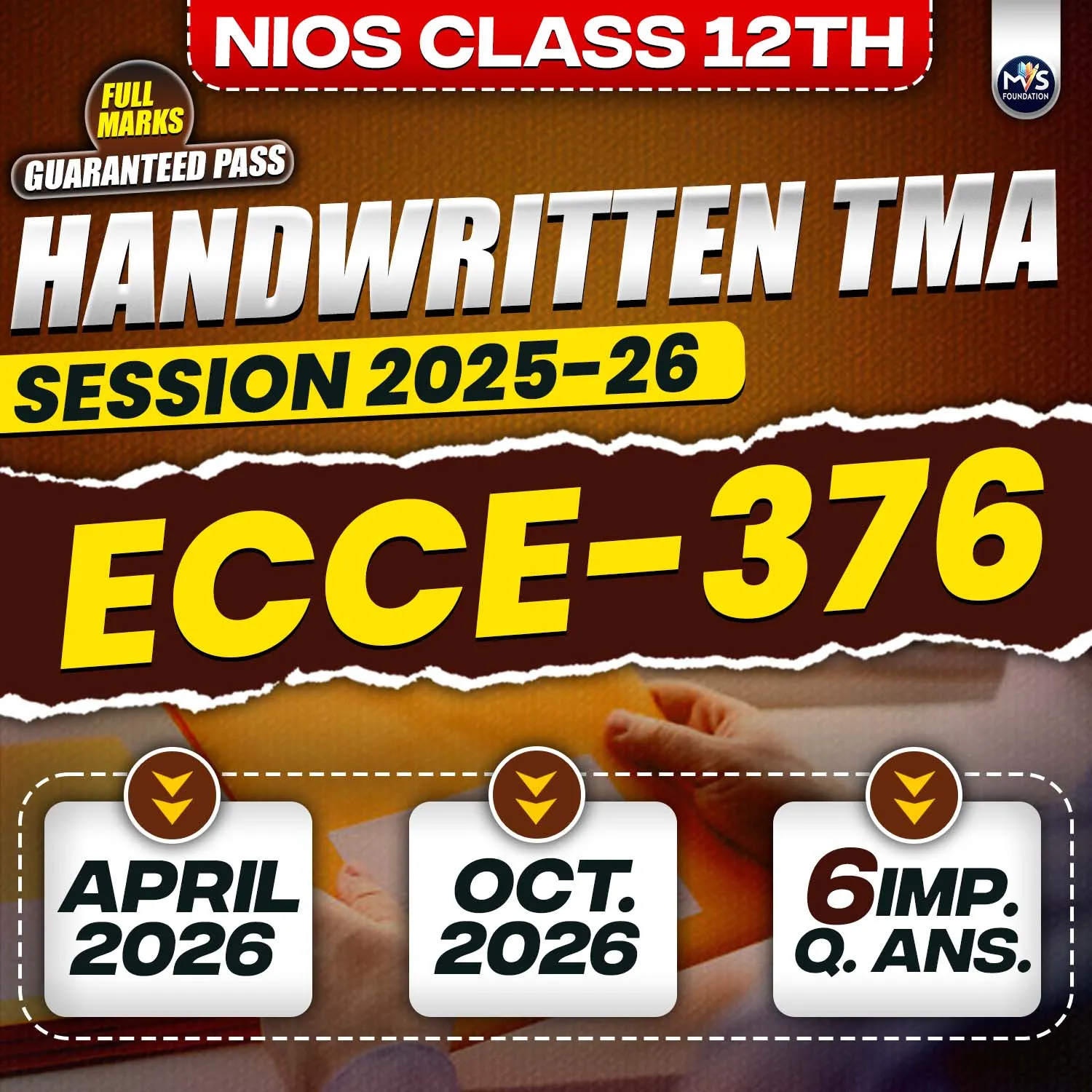 Nios Class 12th EARLY CHILDHOOD CARE AND EDUCATION (376) Handwritten Solved TMA Hindi Medium Session 2025-26