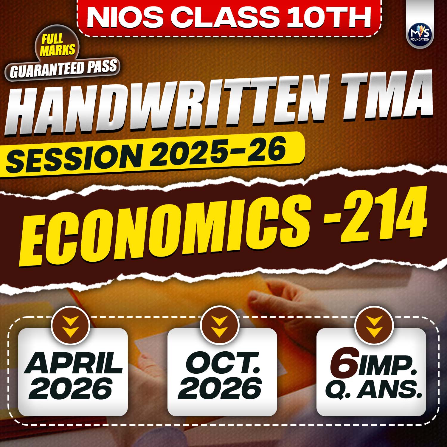 Nios Class 10th ECONOMICS (214) Handwritten Solved TMA English Medium Session 2025-26