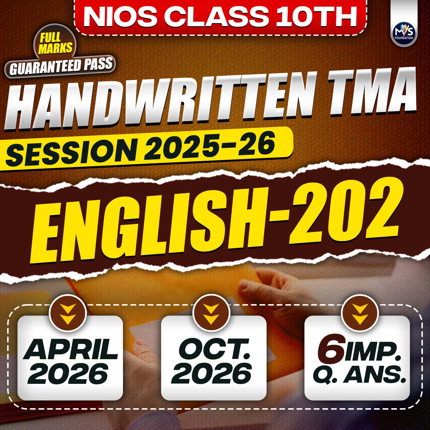 Nios Class 10th English (202) Handwritten Solved TMA Session 2025-26