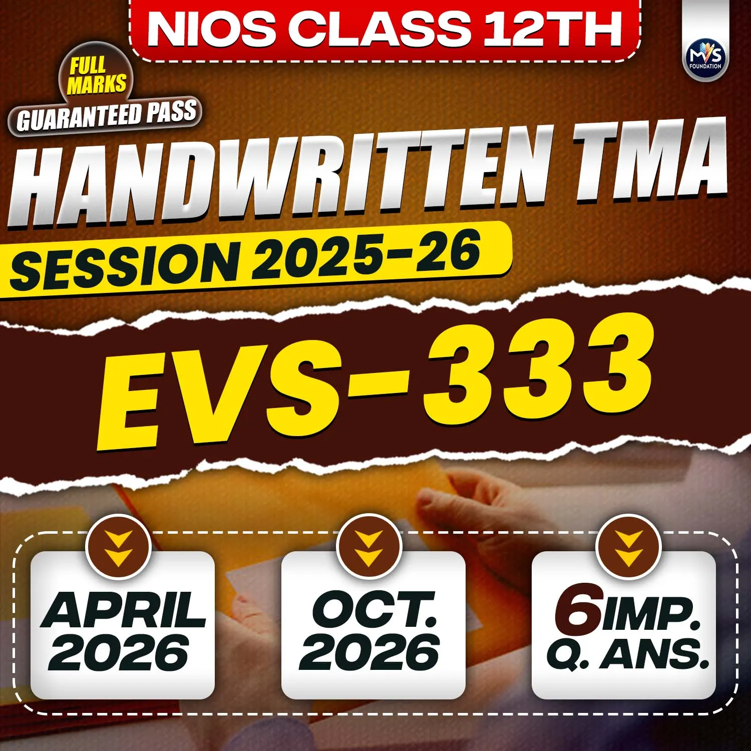 Nios Class 12th ENVIRONMENTAL SCIENCE (333) Handwritten Solved TMA English Medium Session 2025-26