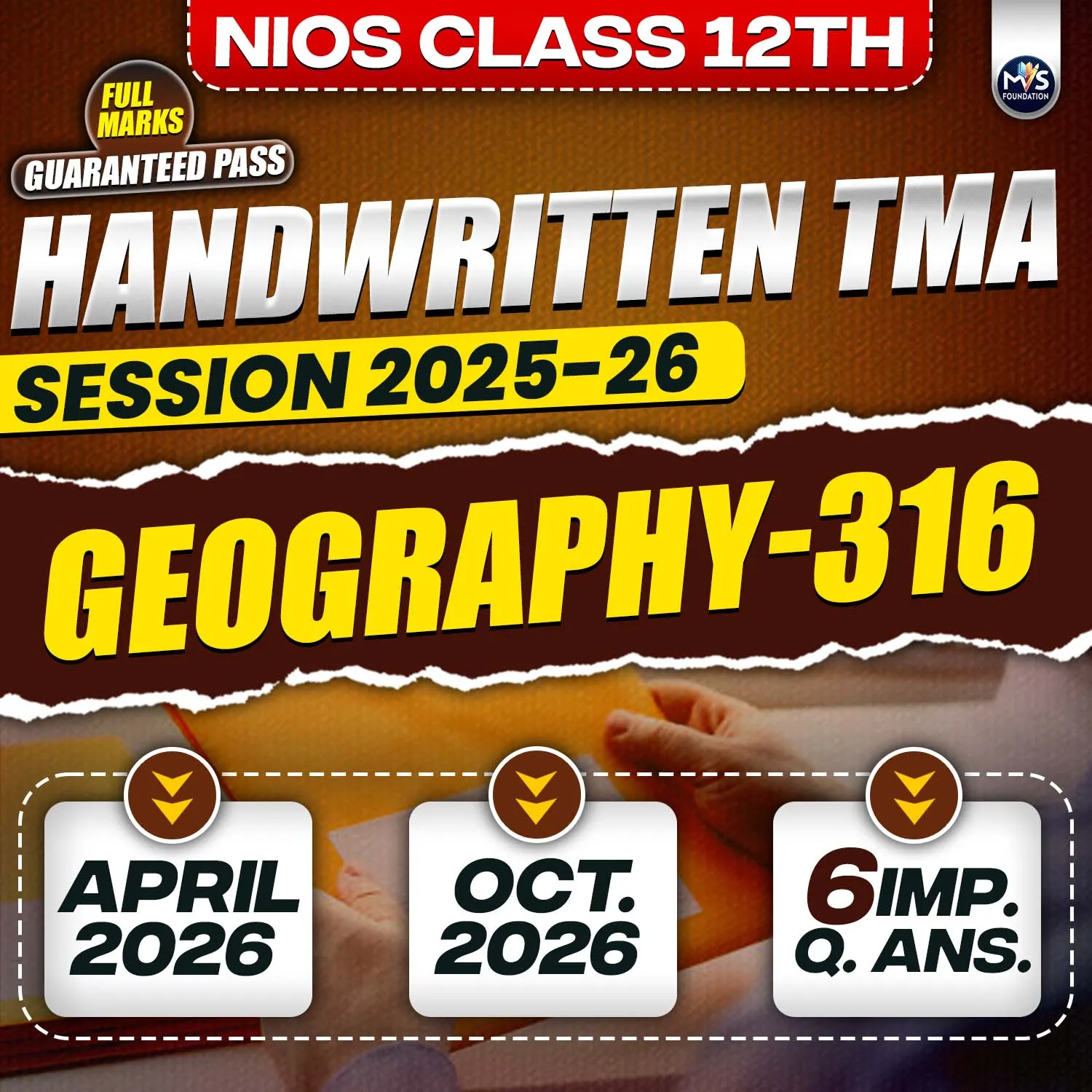 NIOS Class 12th GEOGRAPHY (316) Handwritten Solved TMA Hindi Medium Session 2025-26
