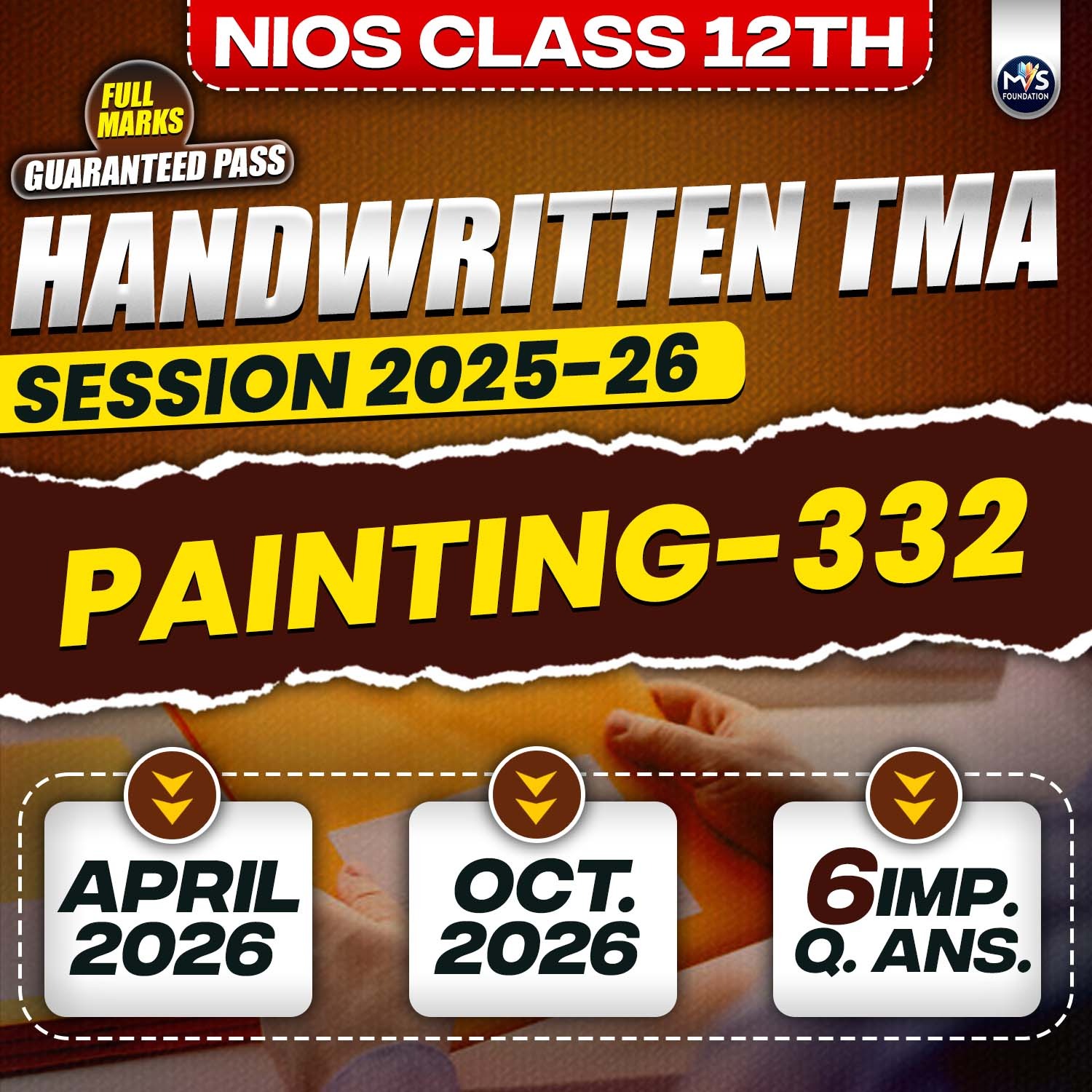 Nios Class 12th PAINTING (332) Handwritten Solved TMA English Medium Session 2025-26