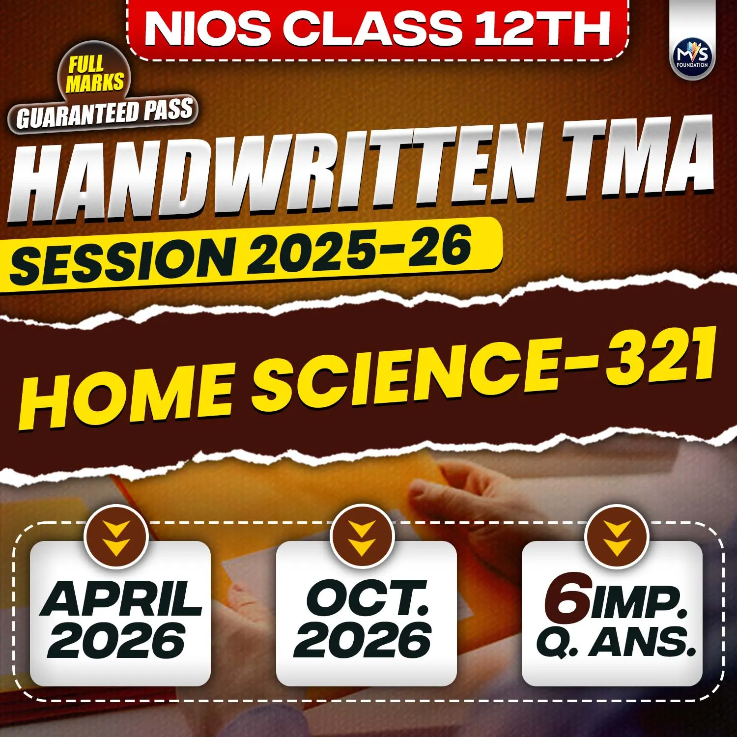 NIOS Class 12th HOME SCIENCE (321) Handwritten Solved TMA Hindi Medium Session 2025-26