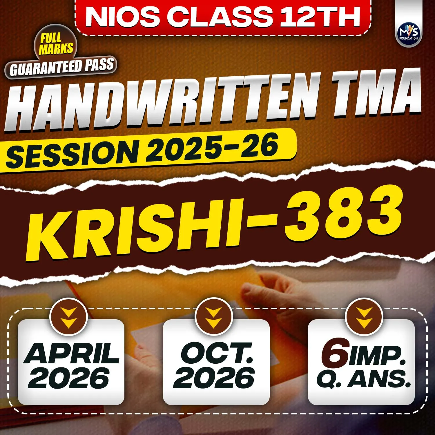 CLASS 12TH KRISHI (383) Handwritten Solved TMA English Medium Session 2025-26