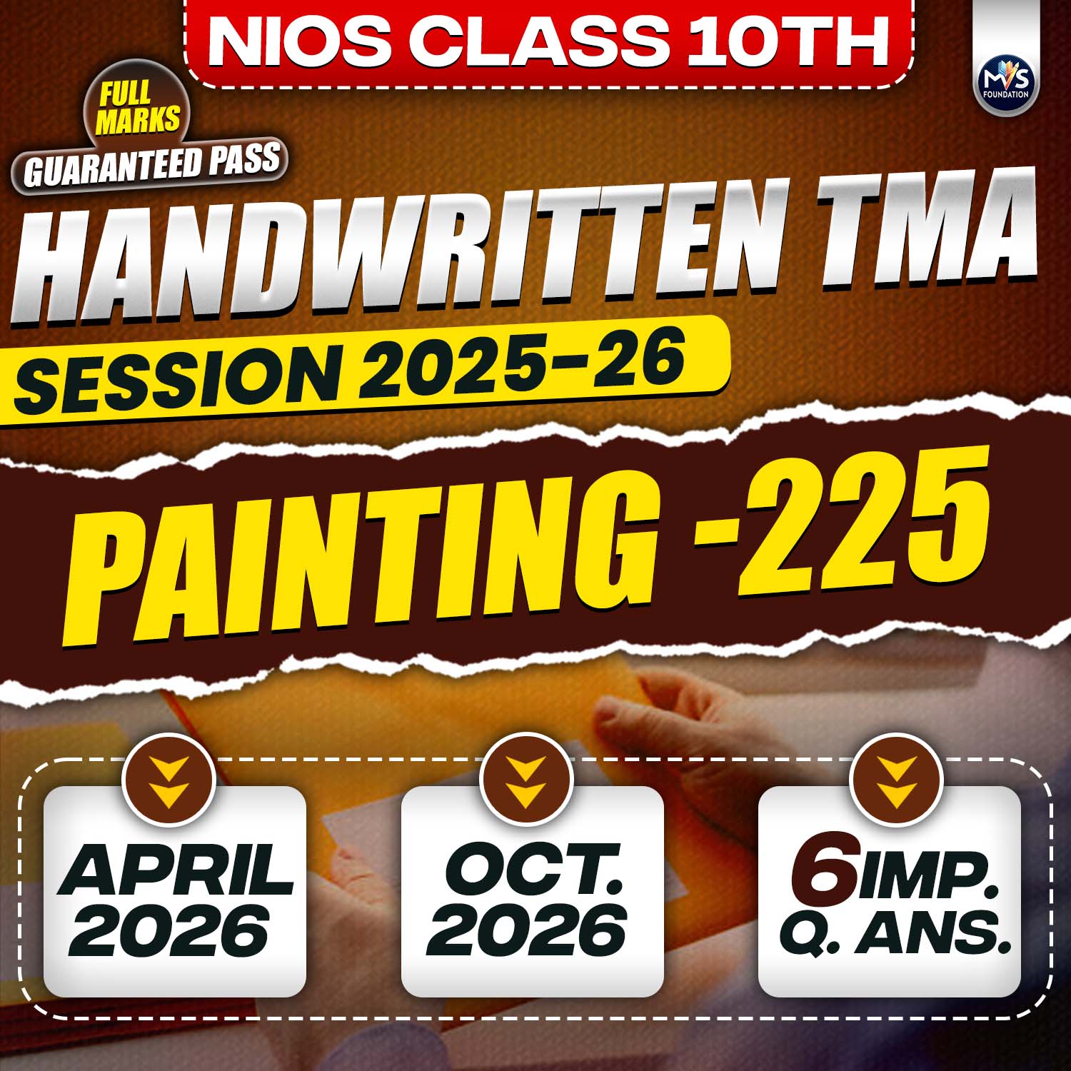 Nios Class 10th PAINTING (225) Handwritten Solved TMA Hindi Medium Session 2025-26