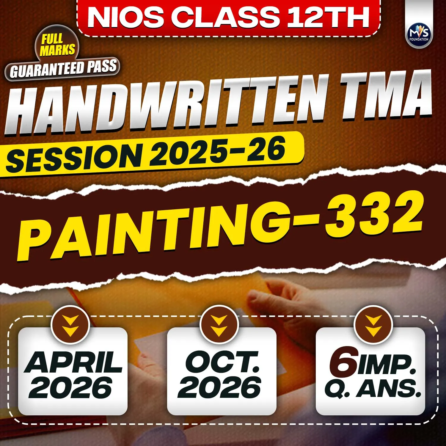 Nios Class 12th PAINTING (332) Handwritten Solved TMA Hindi Medium Session 2025-26