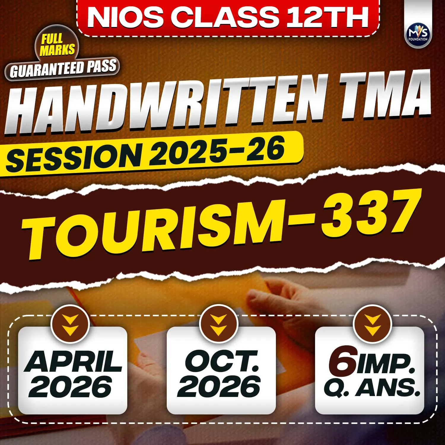Nios Class 12th TOURISM (337) Handwritten Solved TMA Hindi Medium Session 2024-25
