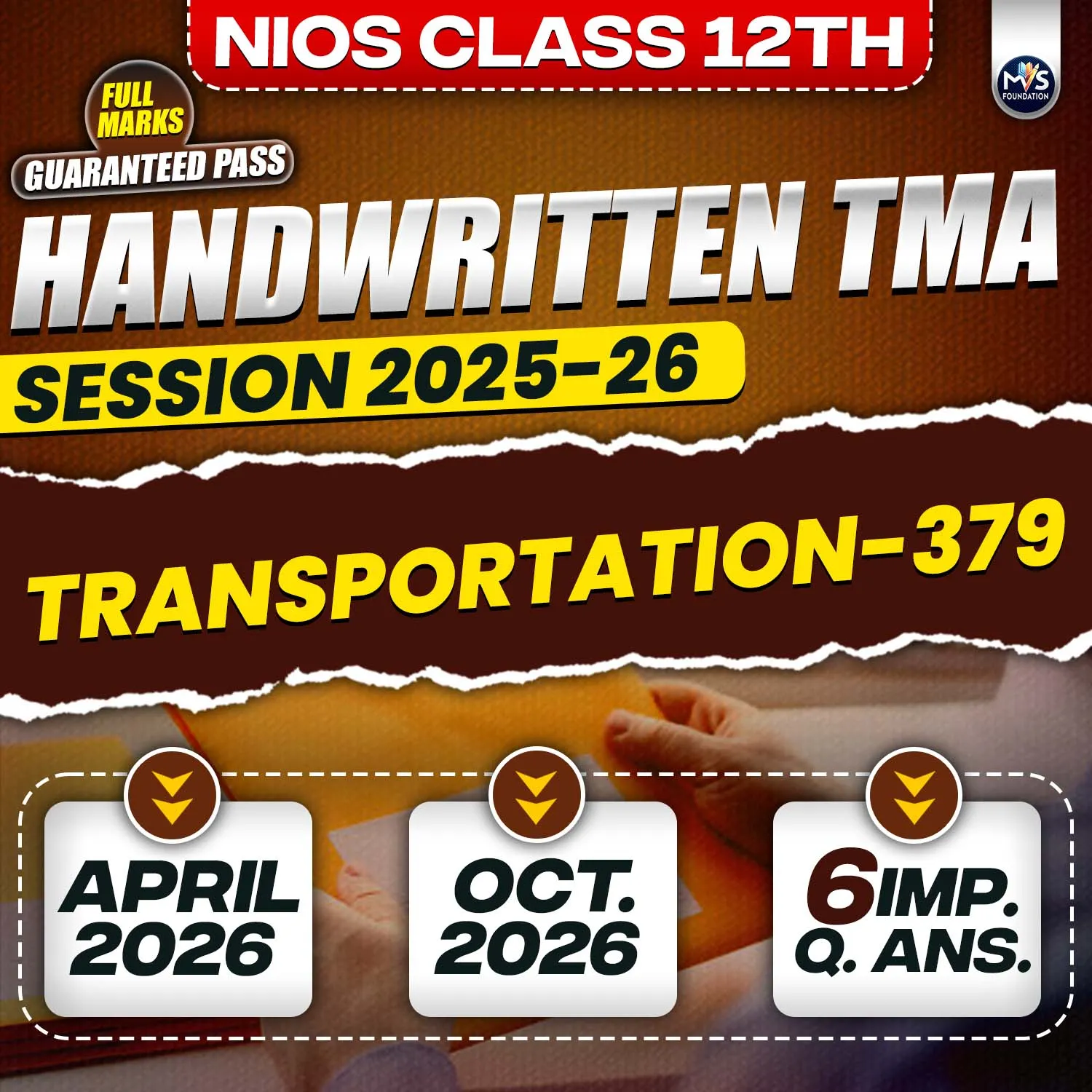 CLASS 12TH TRANSPORTATION (379) Handwritten Solved TMA English Medium Session 2025-26