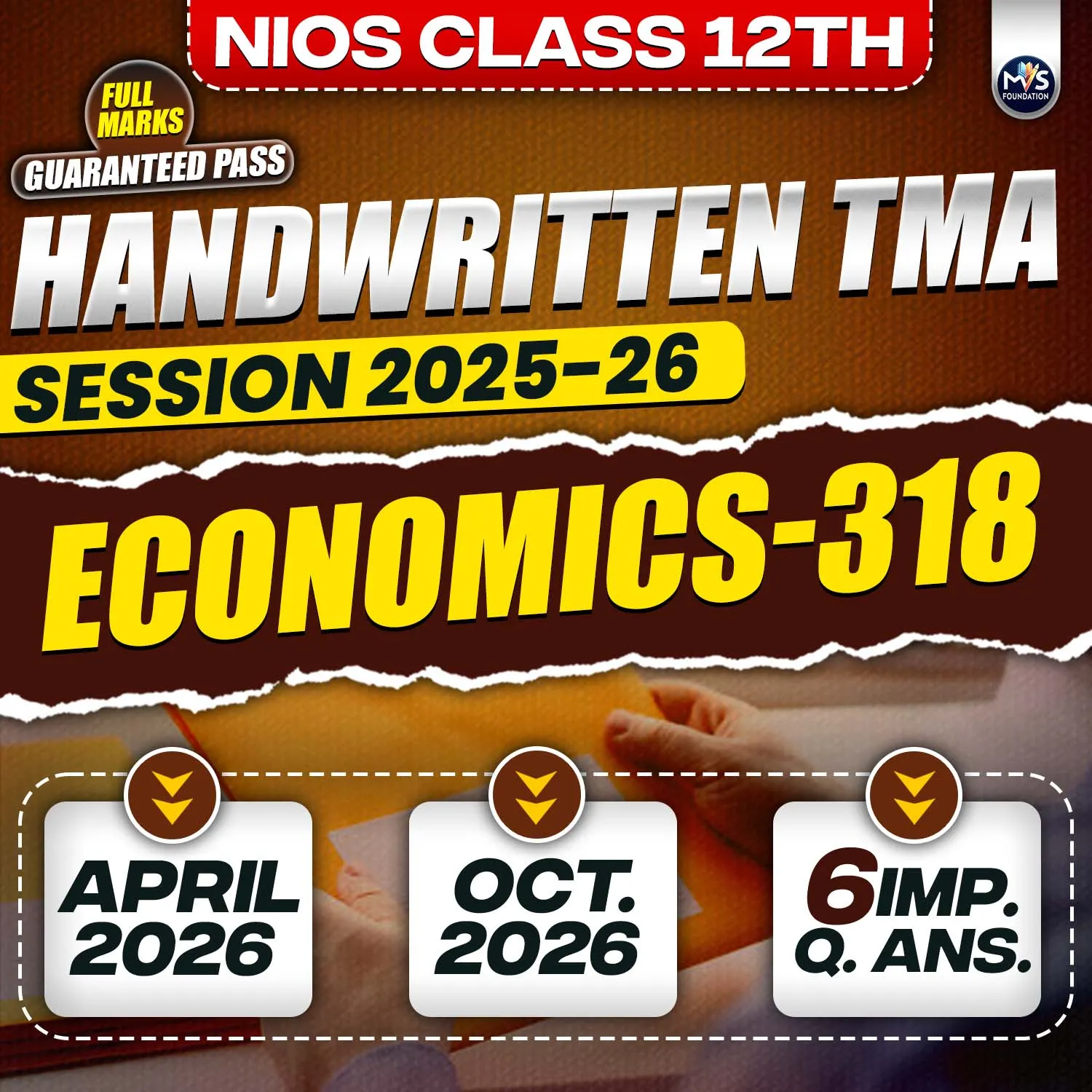 Nios Class 12th ECONOMICS (318) Handwritten Solved TMA English Medium Session 2025-26