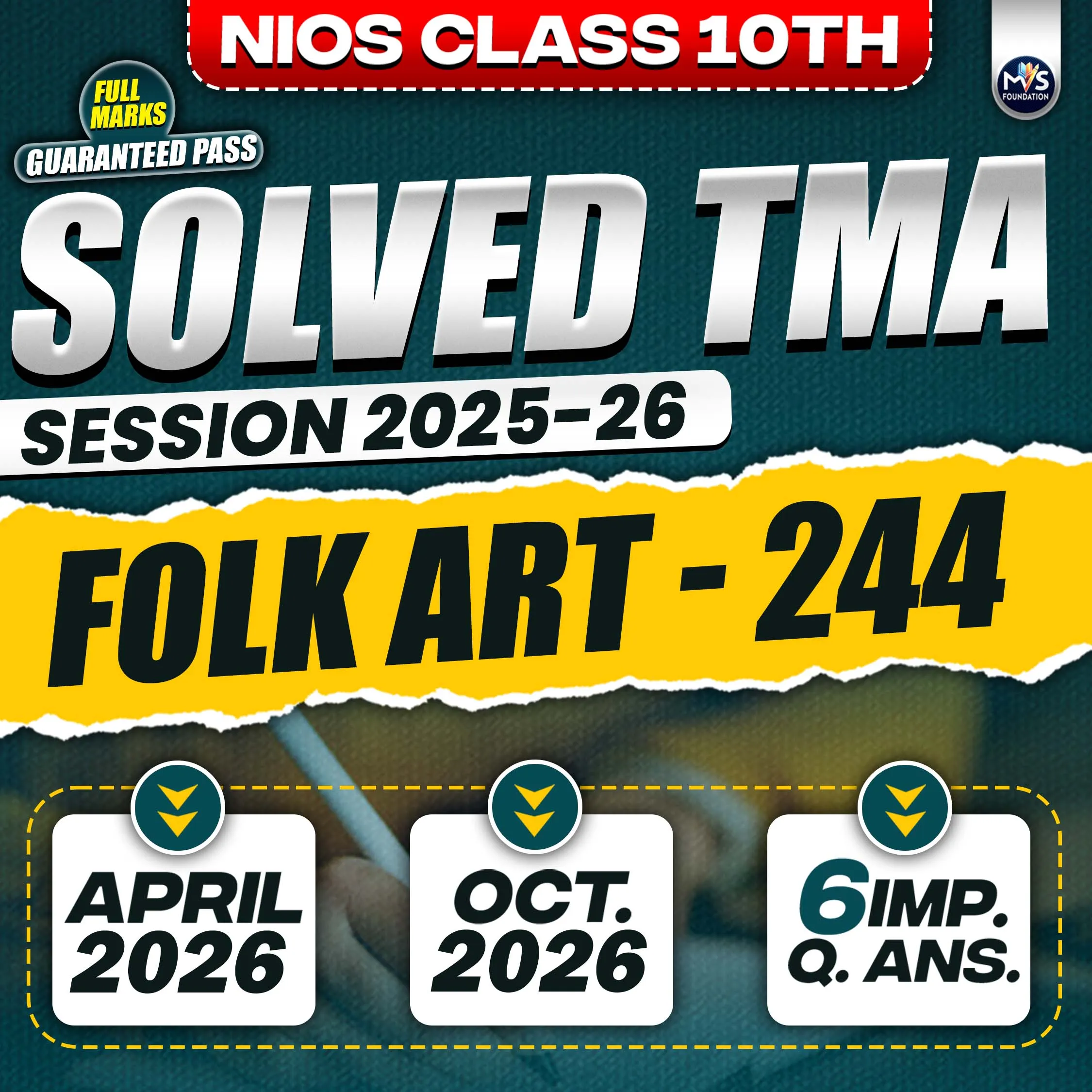 NIOS CLASS 10TH Folk Art (244) SOLVED TMA In Hindi Medium PDF SESSION 2025- 26