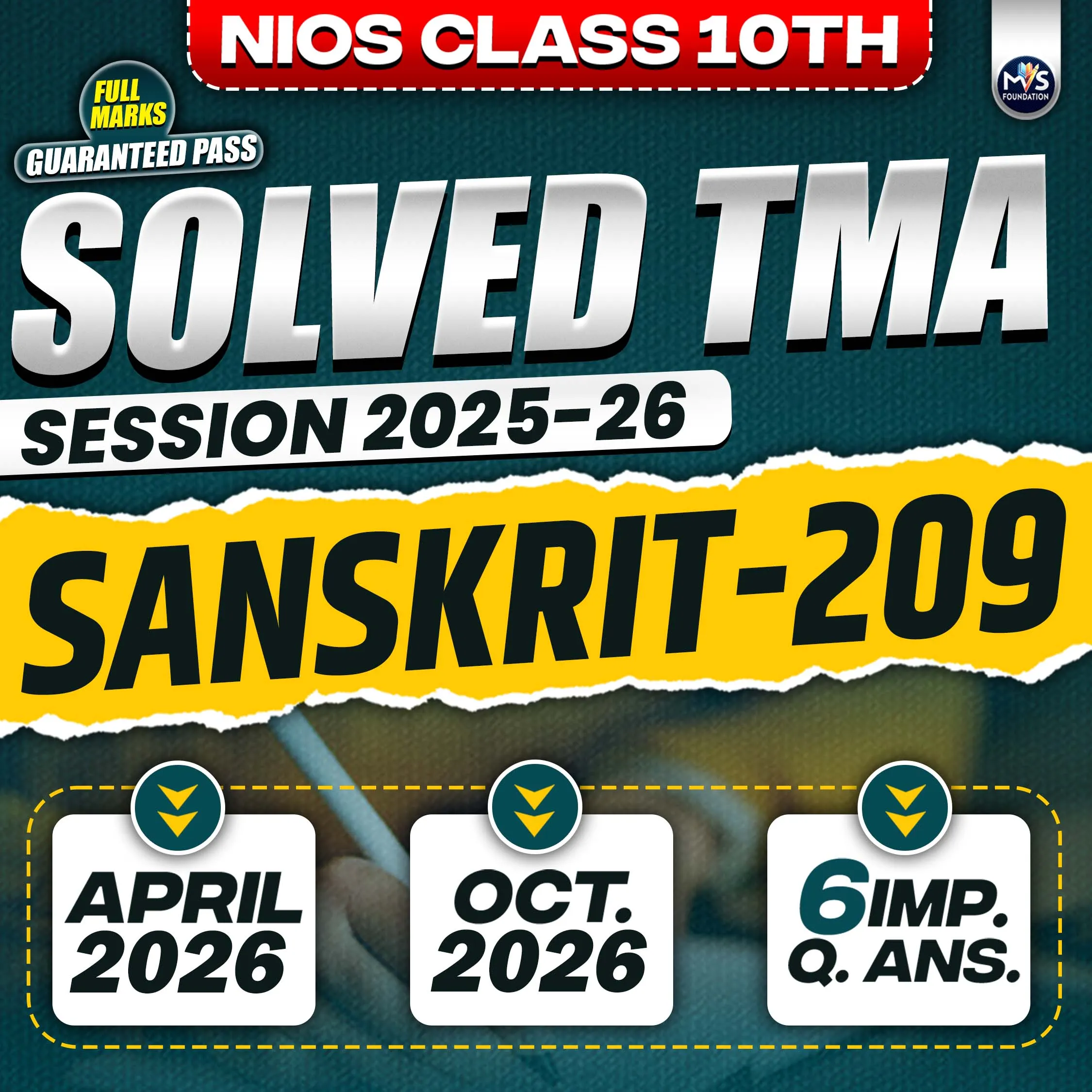 Nios Class 10th SANSKRIT (209) Solved TMA Session 2025-26