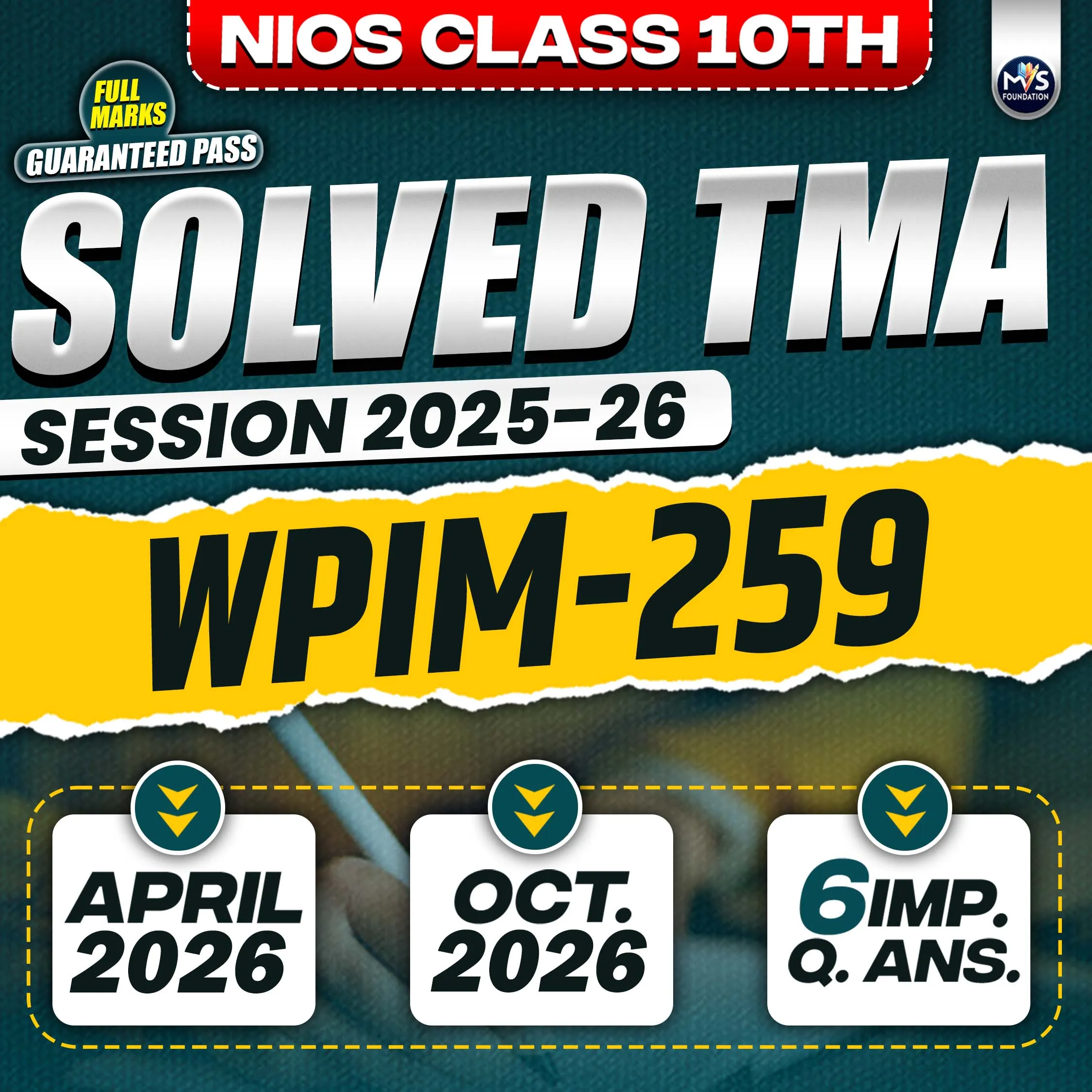 NIOS CLASS 10TH Warehouse Principles & Inventory Management (259) SOLVED TMA In English Medium PDF SESSION 2025-26