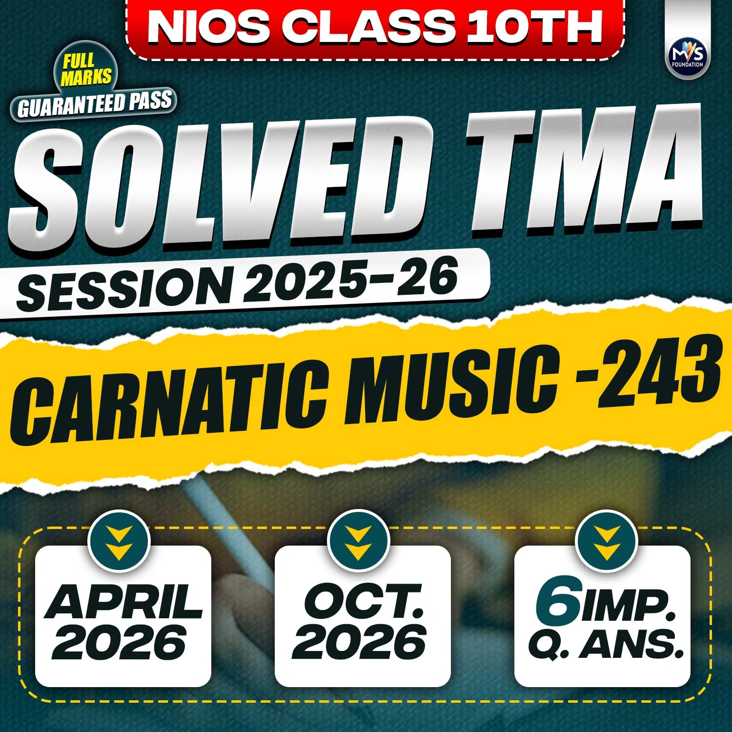 NIOS CLASS 10th Carnatic Music (243) SOLVED TMA In English Medium PDF SESSION 2025 - 26
