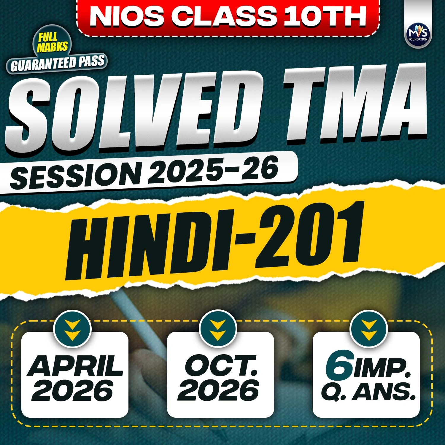 NIOS CLASS 10TH Hindi (201) SOLVED TMA PDF SESSION 2025 - 26