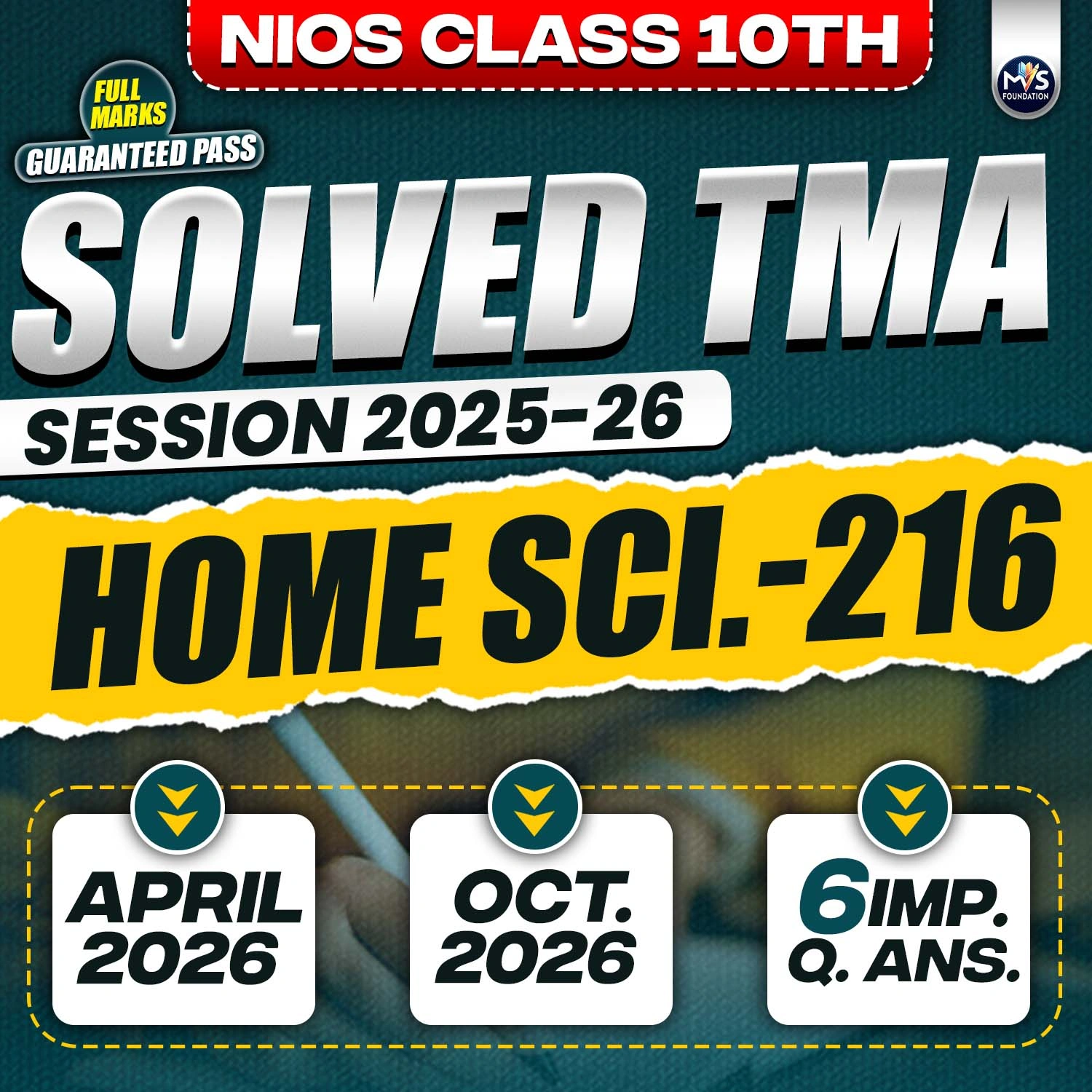 NIOS CLASS 10TH Home Science (216) SOLVED TMA In English Medium PDF SESSION 2025 - 26