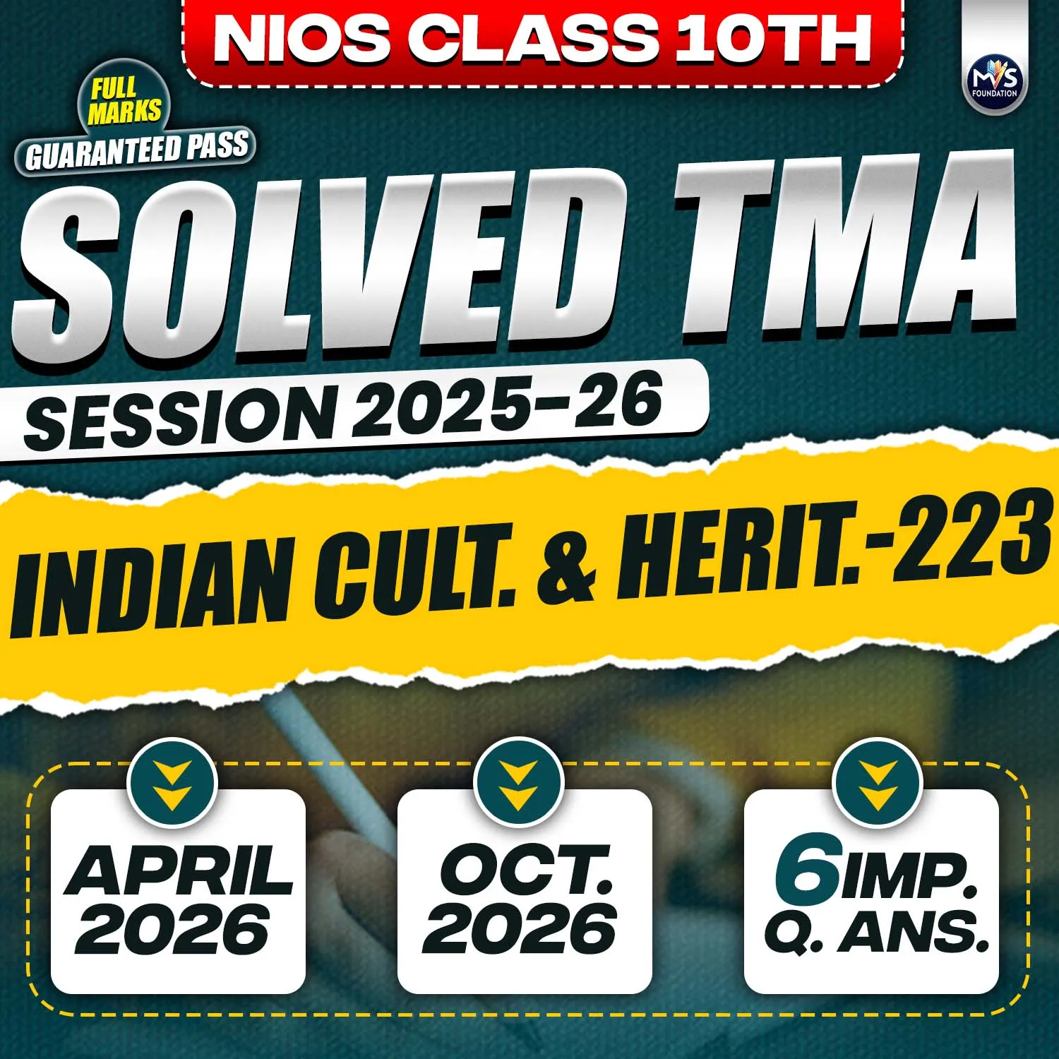 NIOS CLASS 10TH Indian Culture and Heritage (223) SOLVED TMA In English Medium PDF SESSION 2025 - 26