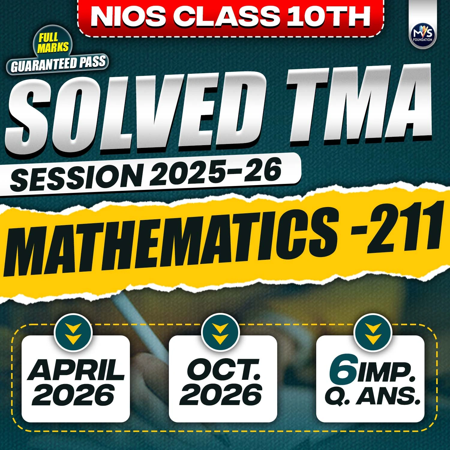 NIOS CLASS 10TH Mathematics (211) SOLVED TMA In English Medium PDF SESSION 2025 - 26