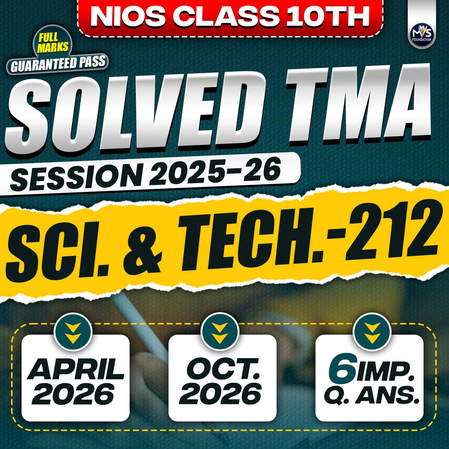 NIOS CLASS 10th Science And Technology (212) SOLVED TMA In Hindi Medium PDF SESSION 2025-26