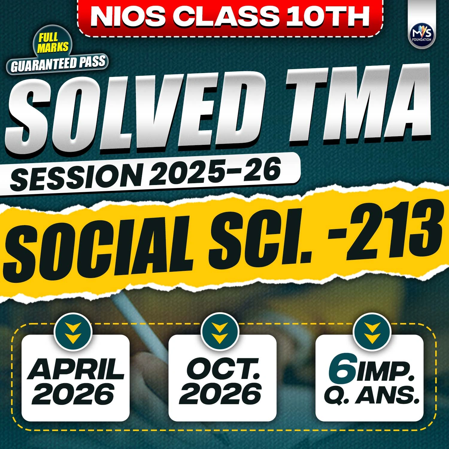 NIOS CLASS 10TH SOCIAL SCIENCE (213) SOLVED TMA In English Medium PDF SESSION 2025 - 26