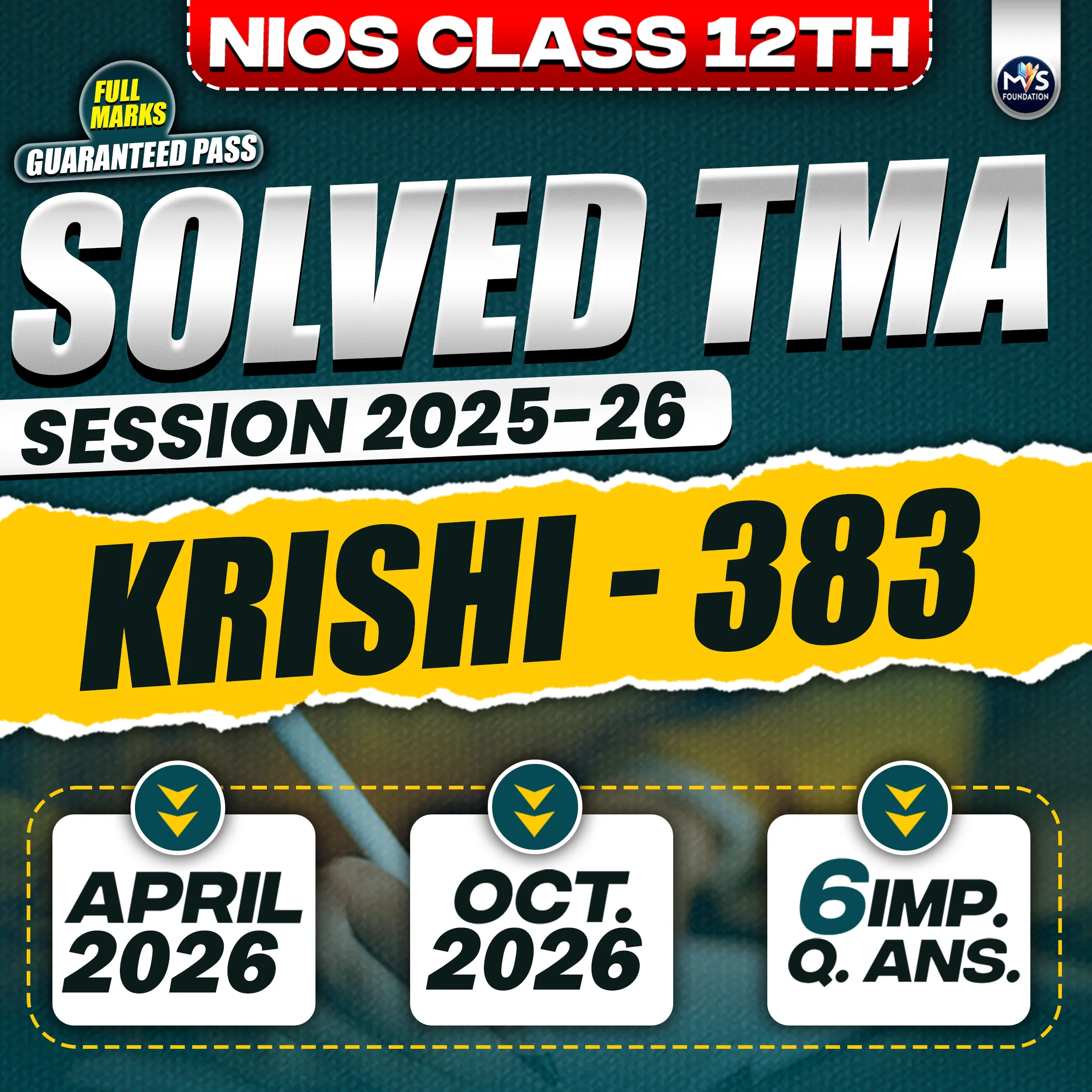 NIOS CLASS 12TH KRISHI (383) SOLVED TMA In English Medium PDF SESSION 2025-26