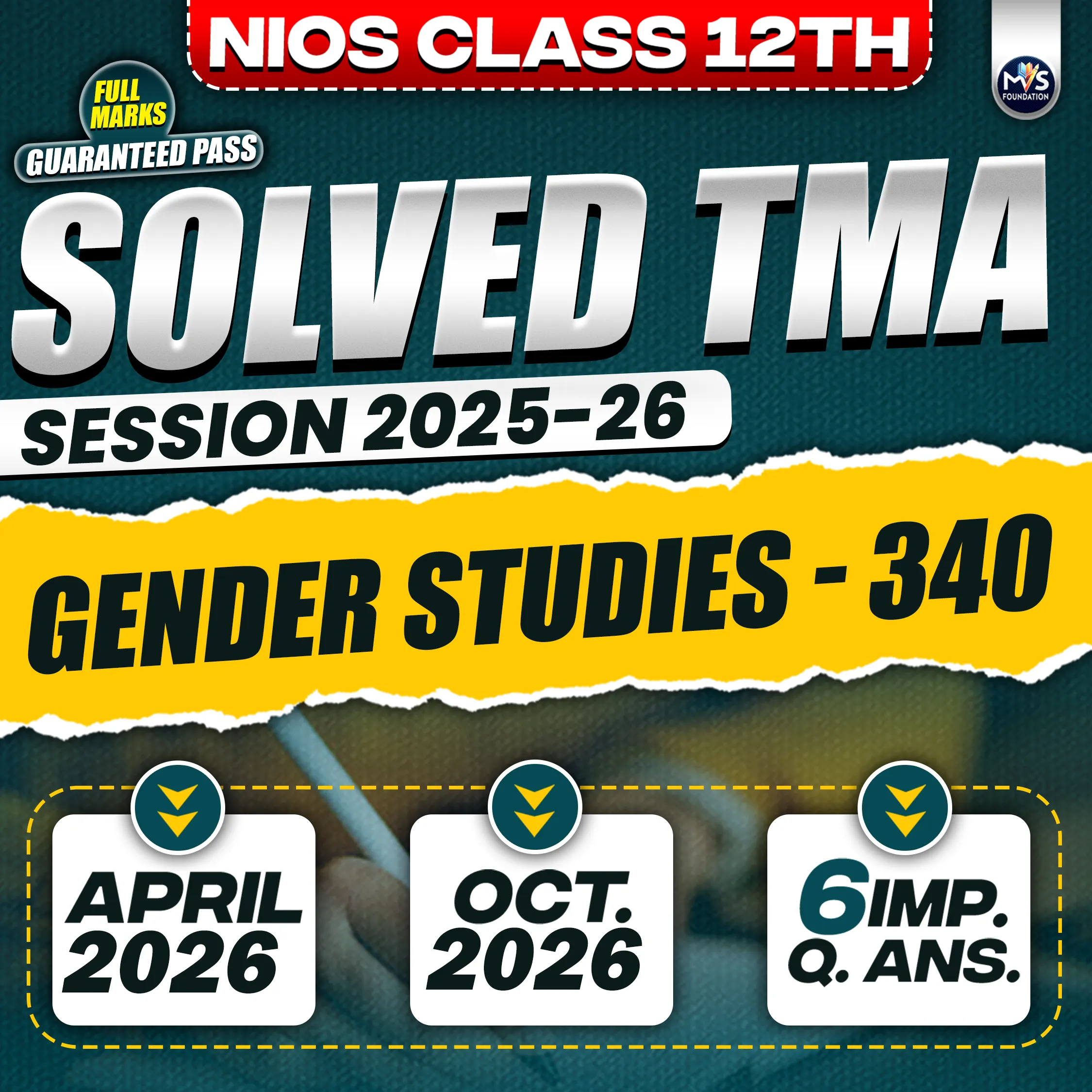 NIOS CLASS 12TH Gender Studies (340) SOLVED TMA In Hindi Medium PDF SESSION 2025- 26