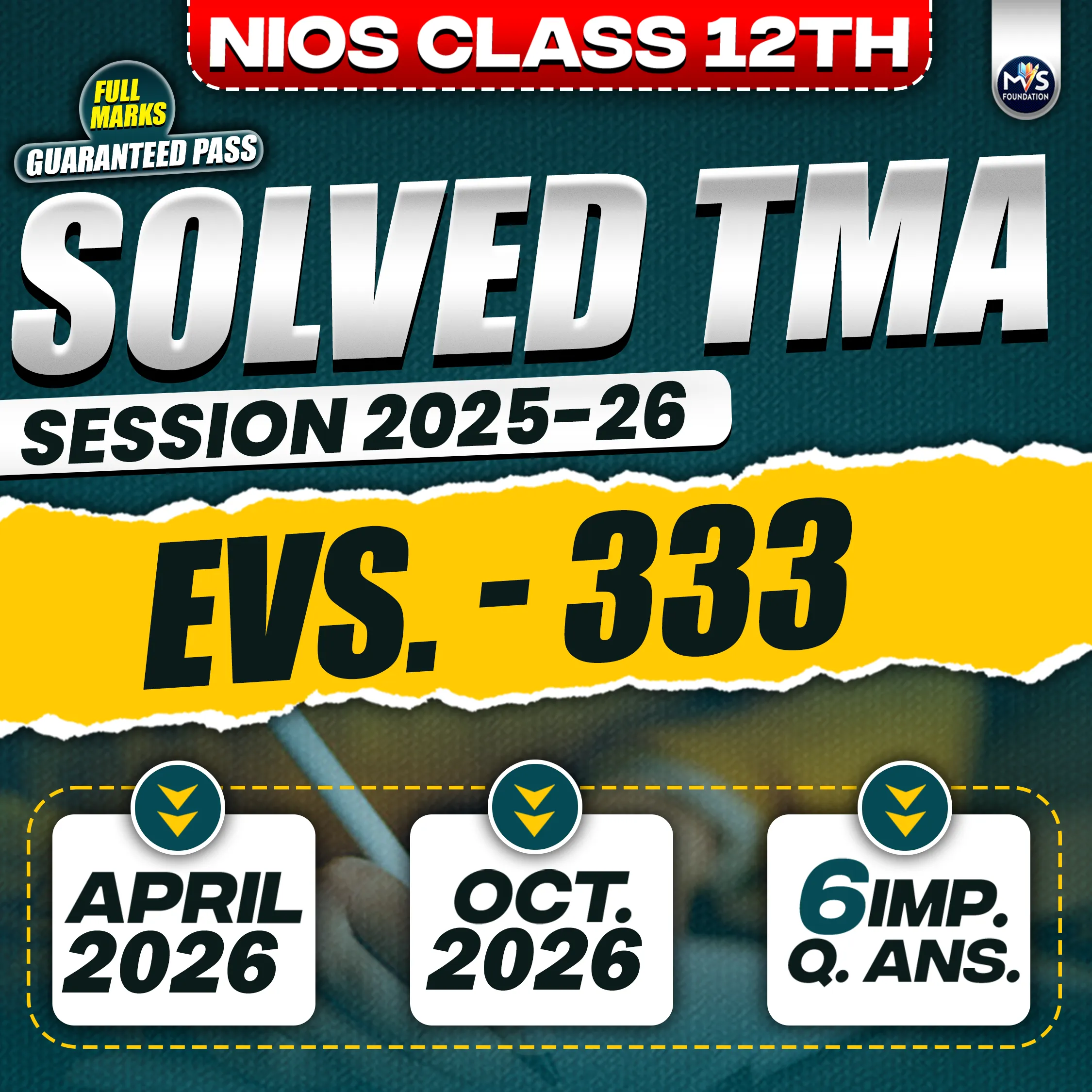 NIOS CLASS 12TH Environmental Science (333) SOLVED TMA In English Medium PDF SESSION 2025-26