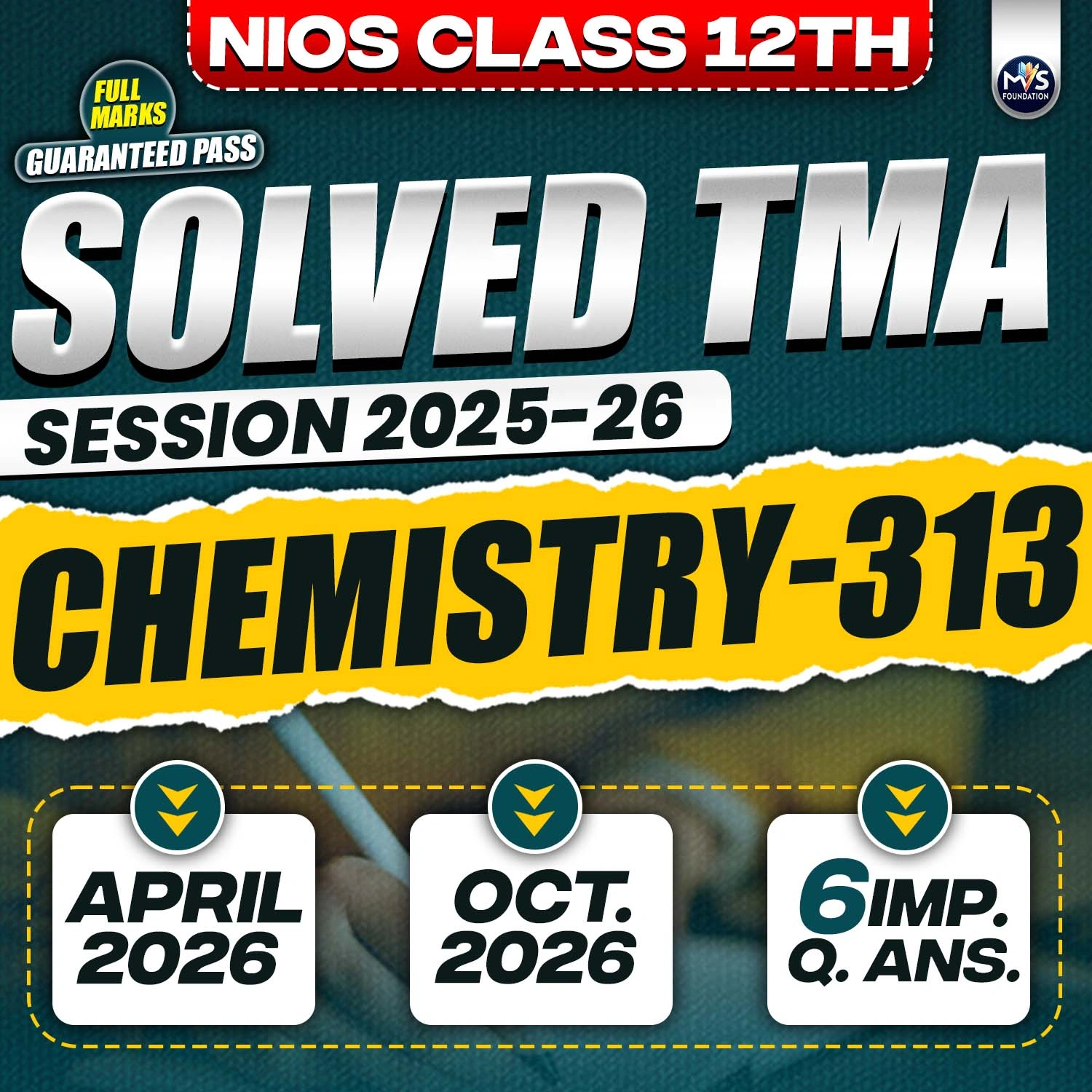 NIOS CLASS 12TH Chemistry (313) SOLVED TMA In English Medium PDF SESSION 2025-26
