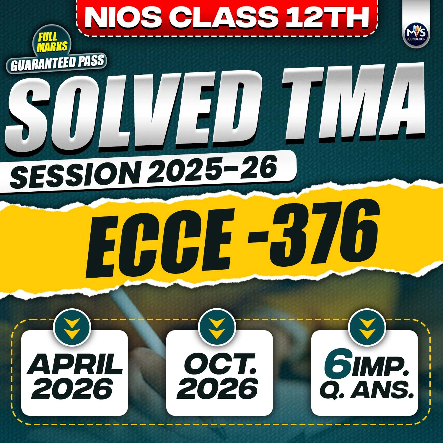 NIOS CLASS 12TH Early Childhood Care And Education (376) SOLVED TMA In English Medium PDF SESSION 2025-26
