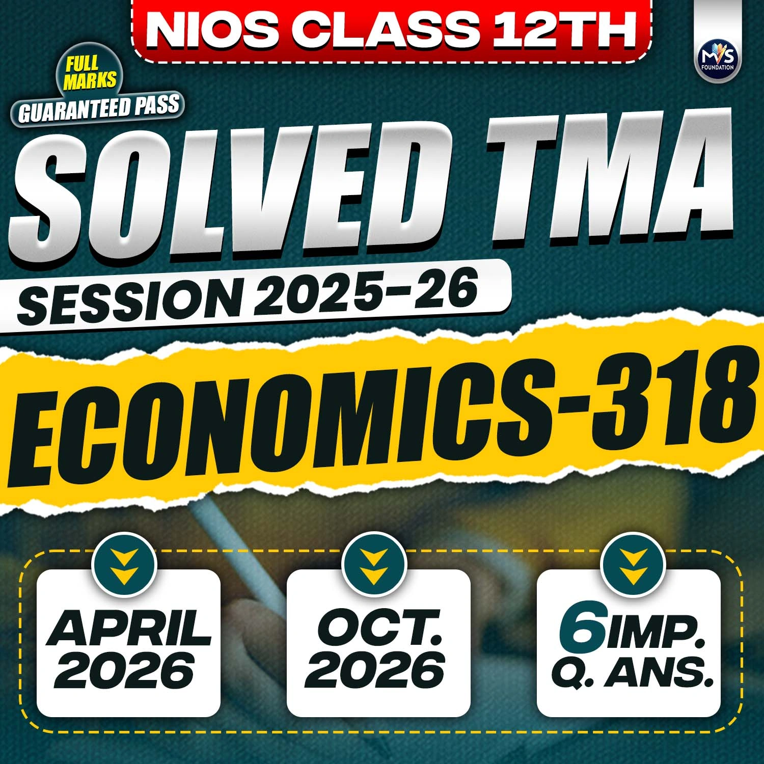 NIOS CLASS 12TH Economics (318) SOLVED TMA In English Medium PDF SESSION 2025 - 26