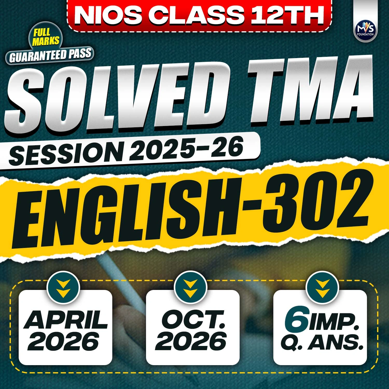 NIOS CLASS 12TH English (302) SOLVED TMA PDF (2025-26)
