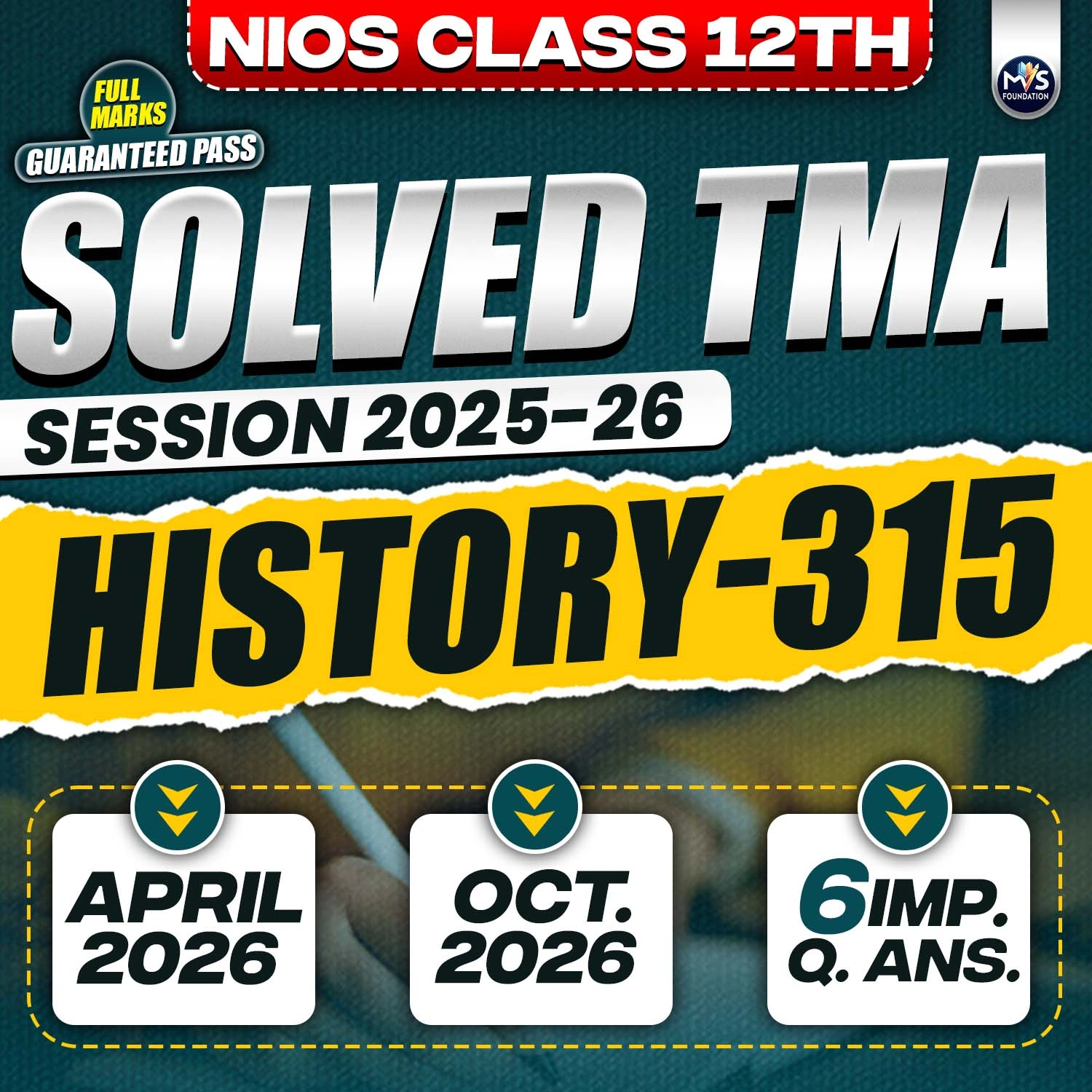 NIOS CLASS 12TH History (315) SOLVED TMA In Hindi Medium PDF SESSION 2025 - 26