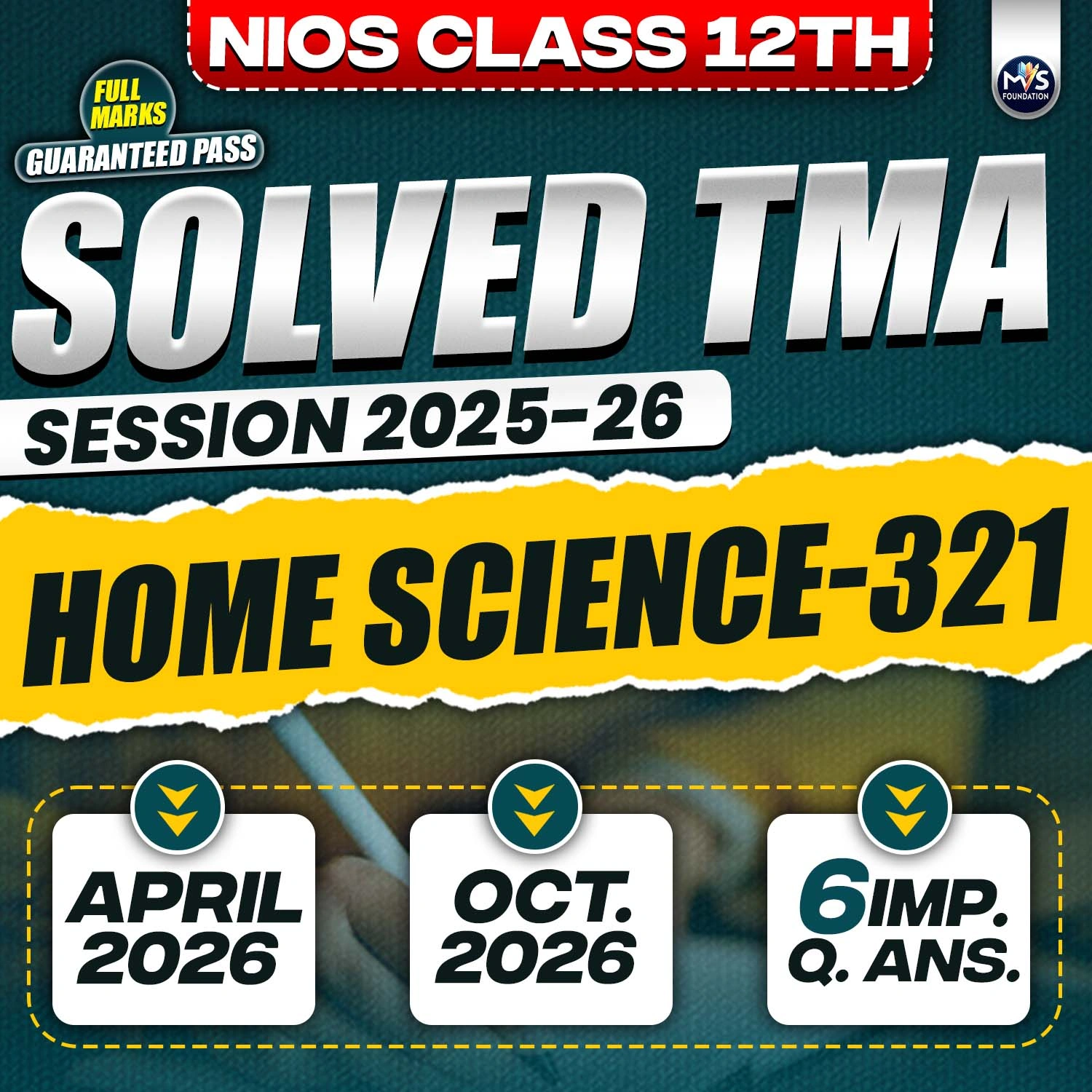 NIOS CLASS 12TH Home Science (321) SOLVED TMA In English Medium PDF SESSION 2025 - 26