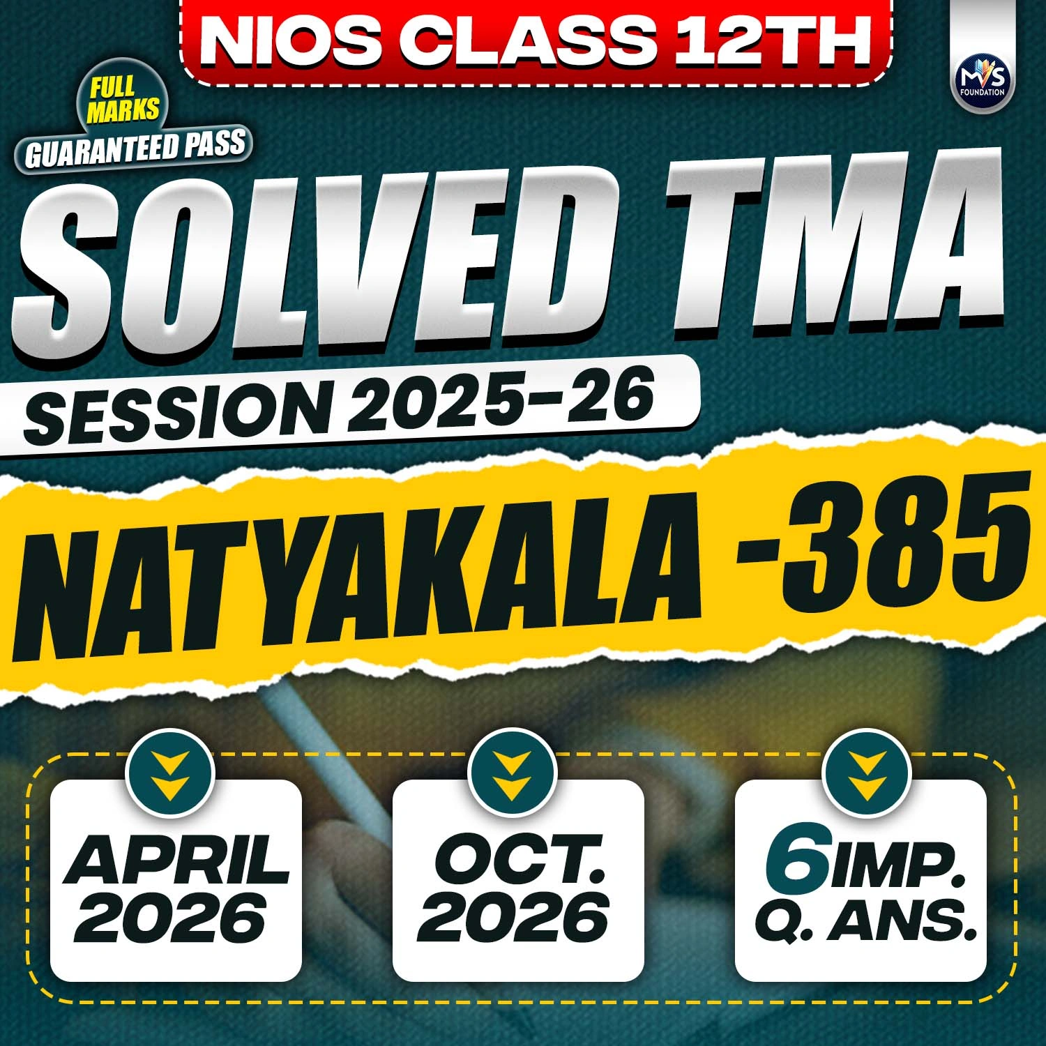NIOS CLASS 12TH Natyakala ( 385) SOLVED TMA in English PDF SESSION 2025 - 26