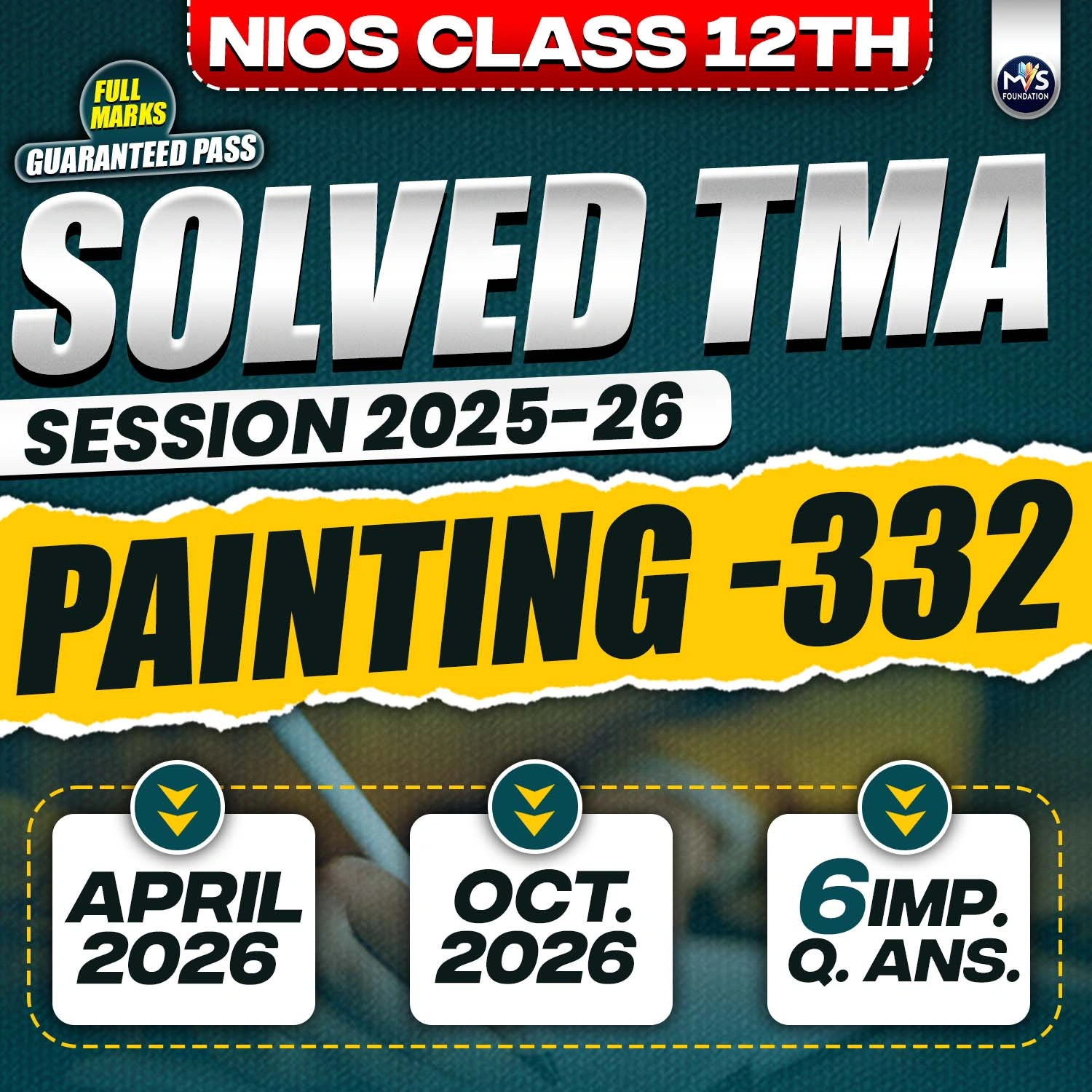 NIOS CLASS 12TH Painting (332) SOLVED TMA In Hindi Medium PDF SESSION 2025 - 26