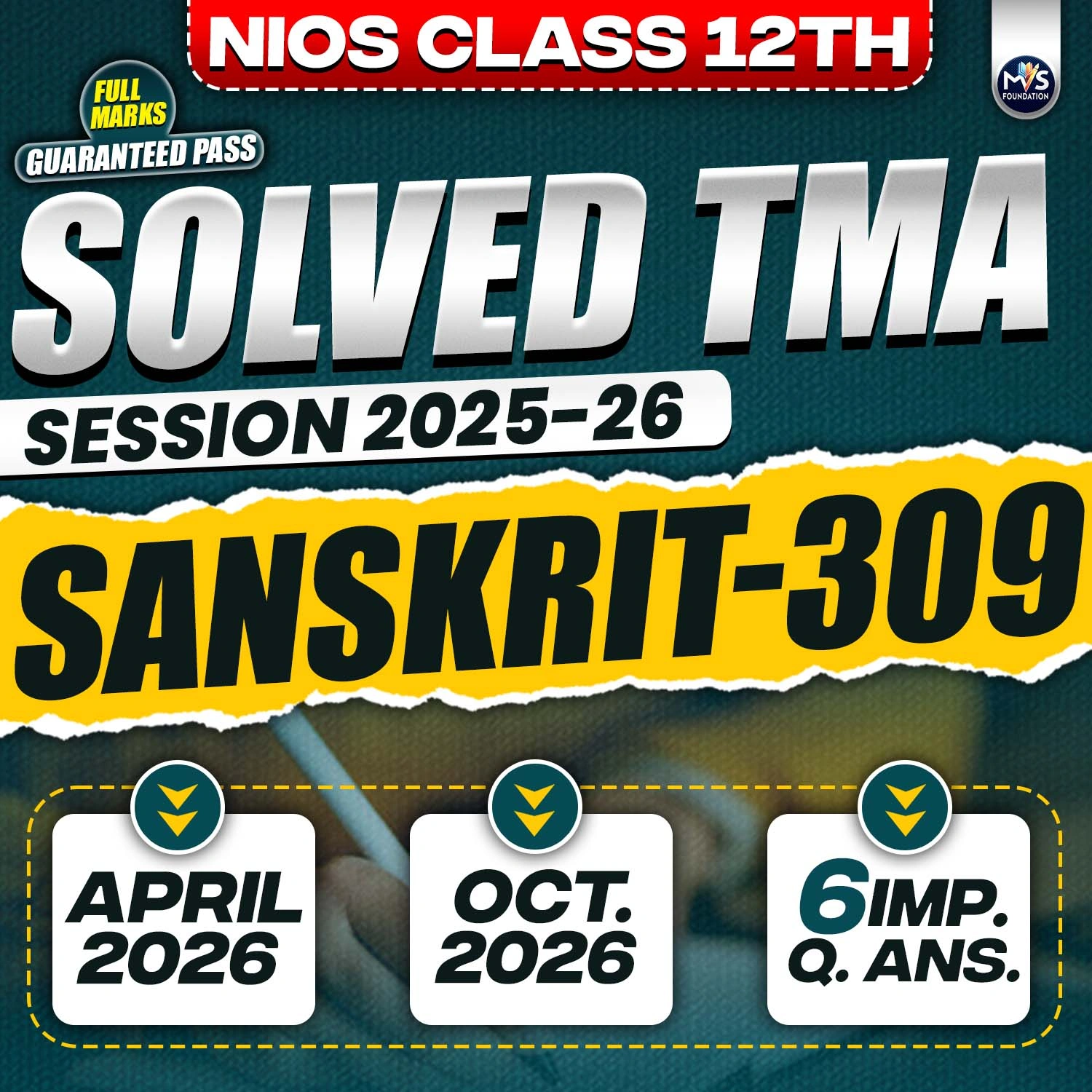 Nios Class 12th SANSKRIT (309) Solved TMA PDF Session 2025-26