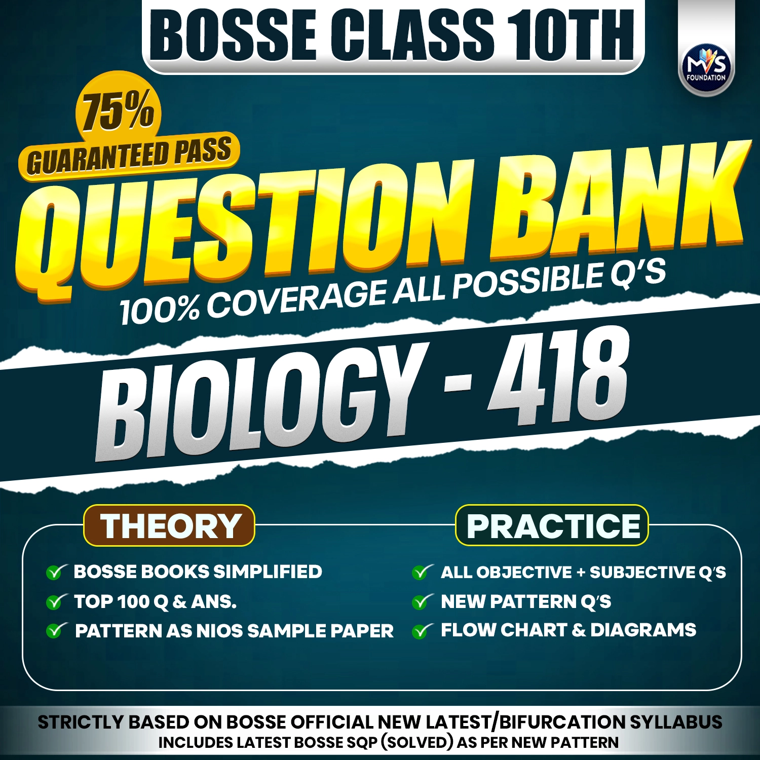 BOSSE Class 12th Biology 418 Question Bank in English Medium